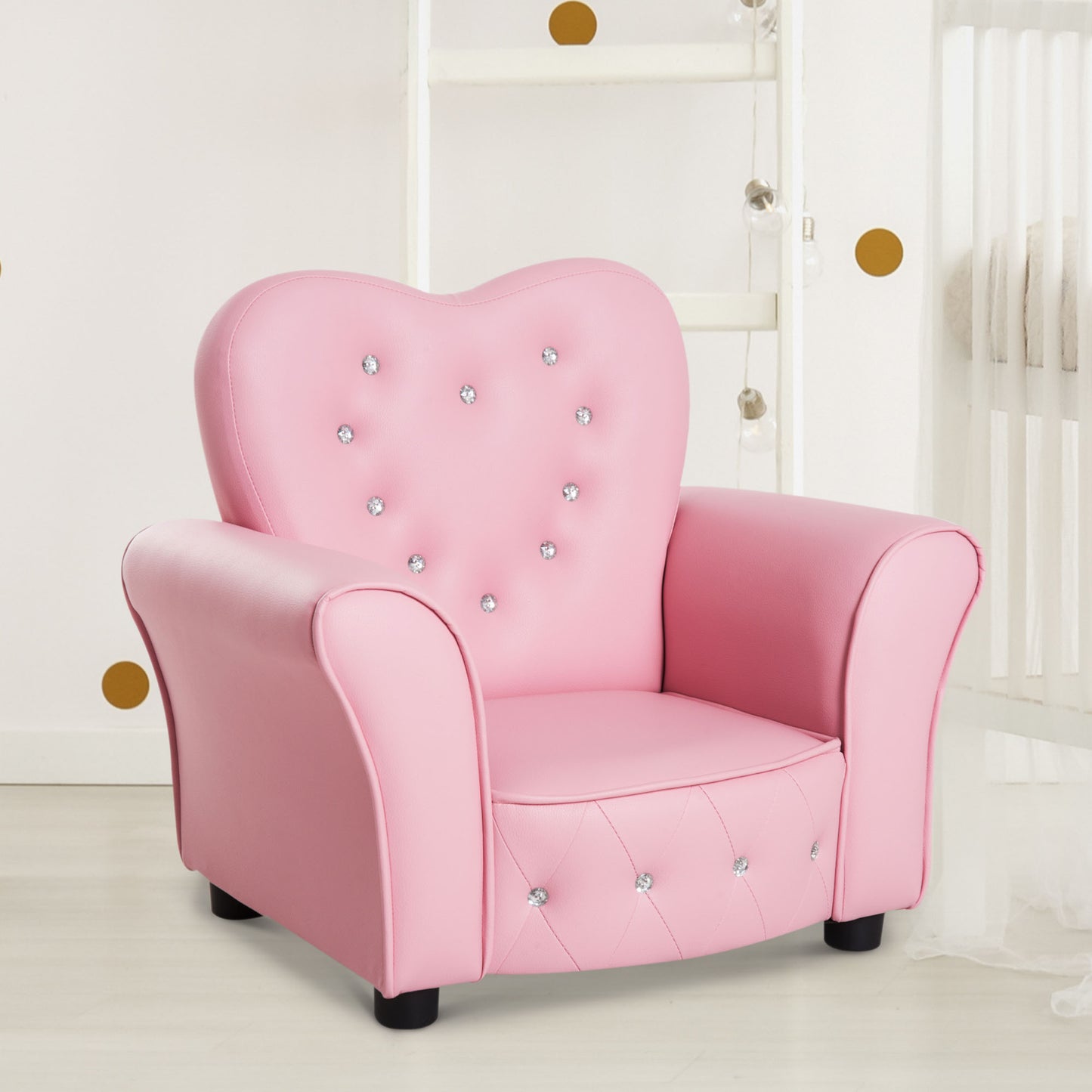 Qaba Kids Mini Princess Sofa Toddler Chair Children Upholstered Tufted Armchair Activity Couch Reclining Seat Boys Girls Furniture Pink