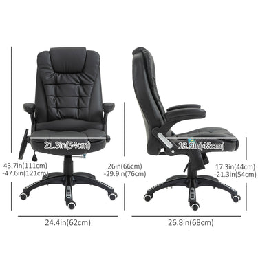 HOMCOM Executive Massage Chairs Heated High Back Reclining Office Chair Swivel Leather Adjustable Vibrating Furniture Black