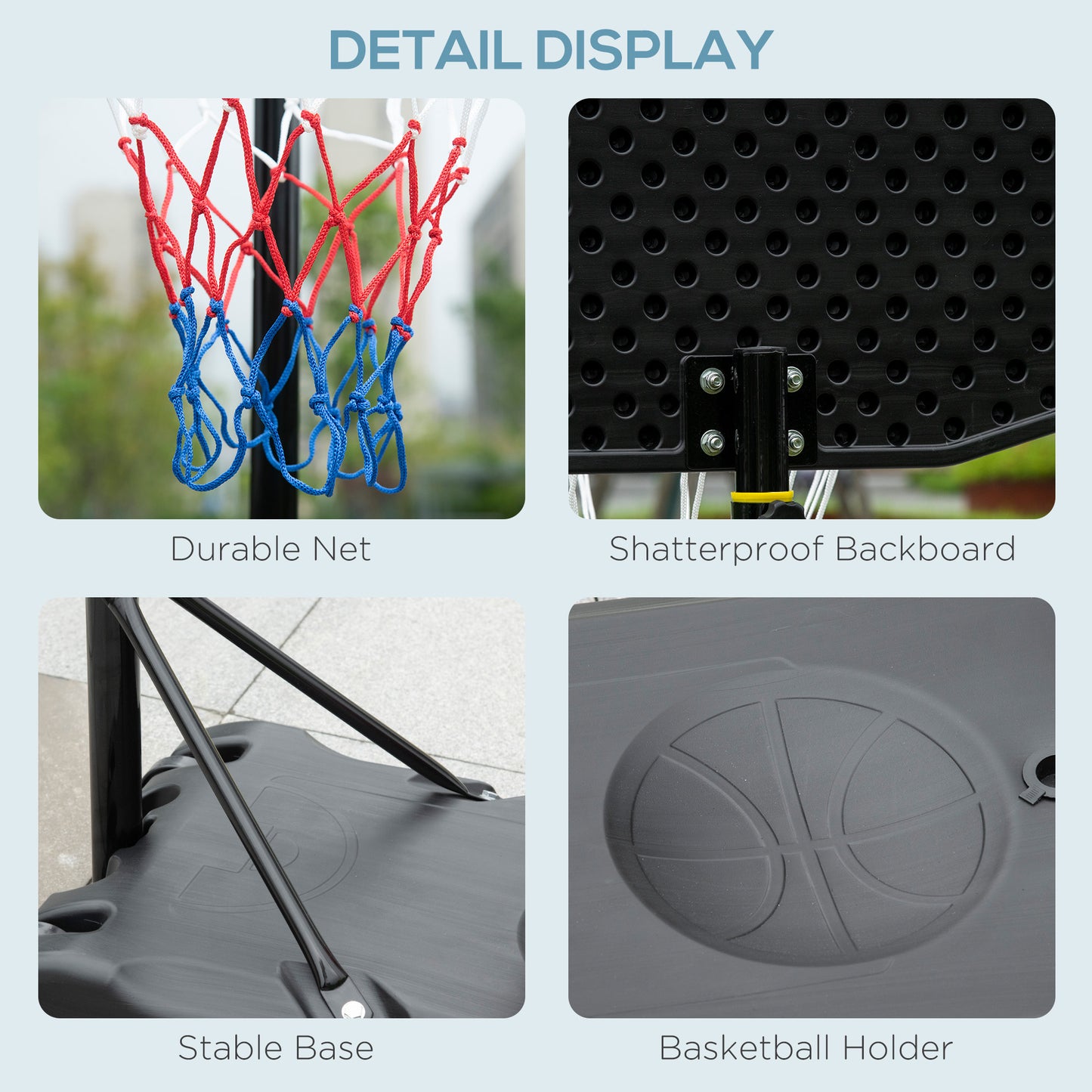HOMCOM Basketball Hoop and Stand with Weight Base and Wheels, 5.2-6.9ft Height Adjustable, Black