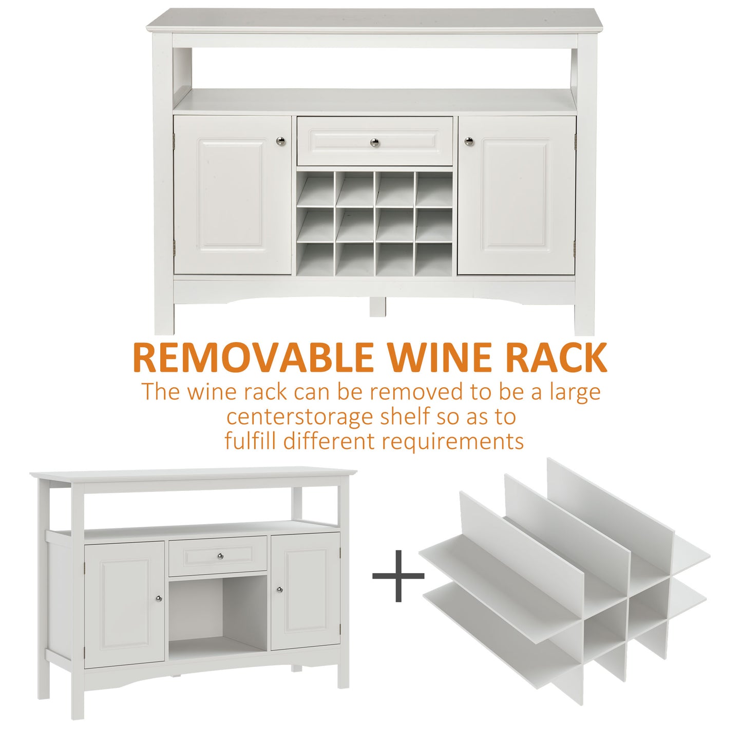 HOMCOM Modern Kitchen Buffet Bar Cabinet Storage Sideboard Dining Server with Drawer & 12-Bottle Wine Rack for Living Room, Espresso