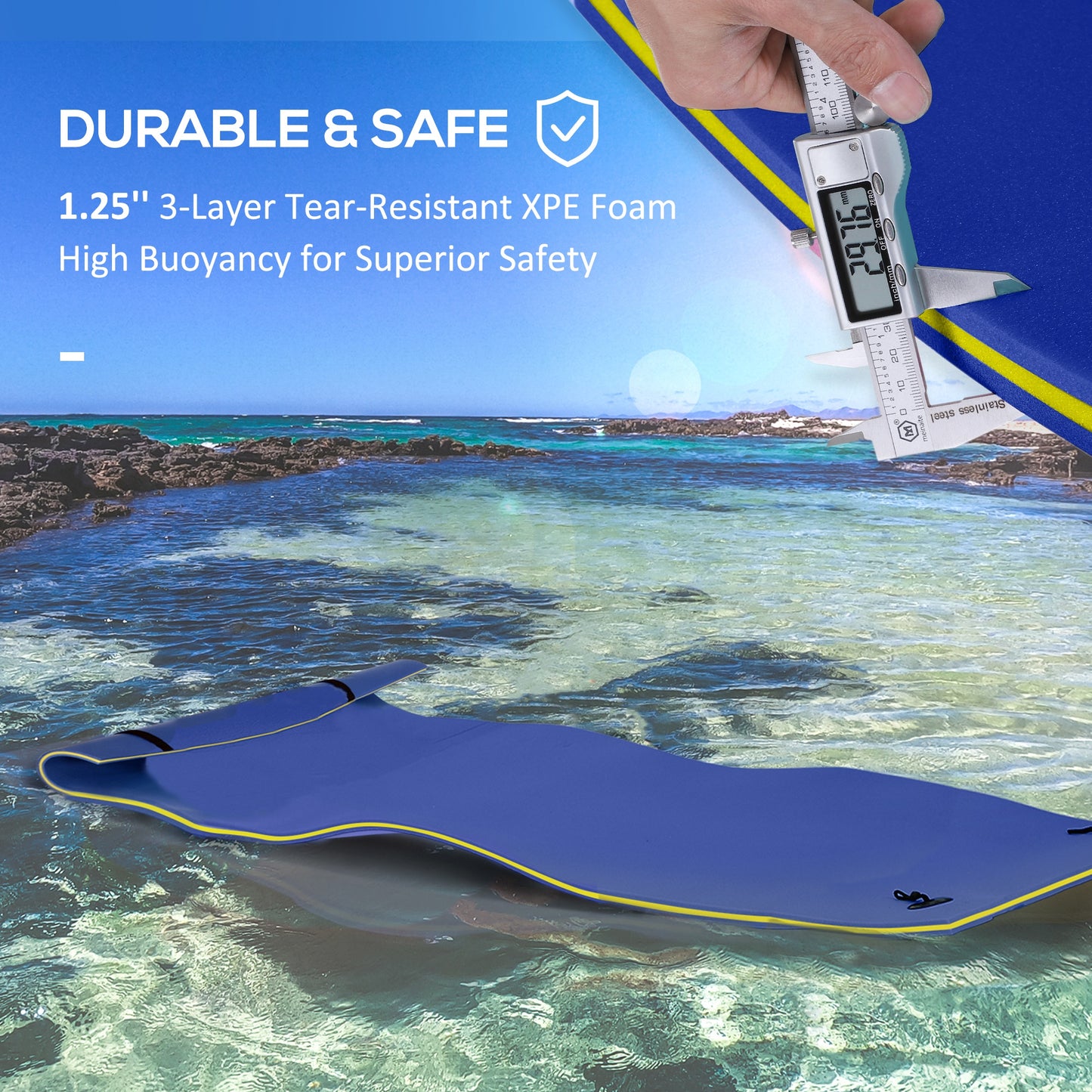 HOMCOM 10' x 5' Roll-Up Pool Float Pad for Lakes, Oceans, & Pools, Water Mat for Playing, Relaxing & Recreation, Yellow