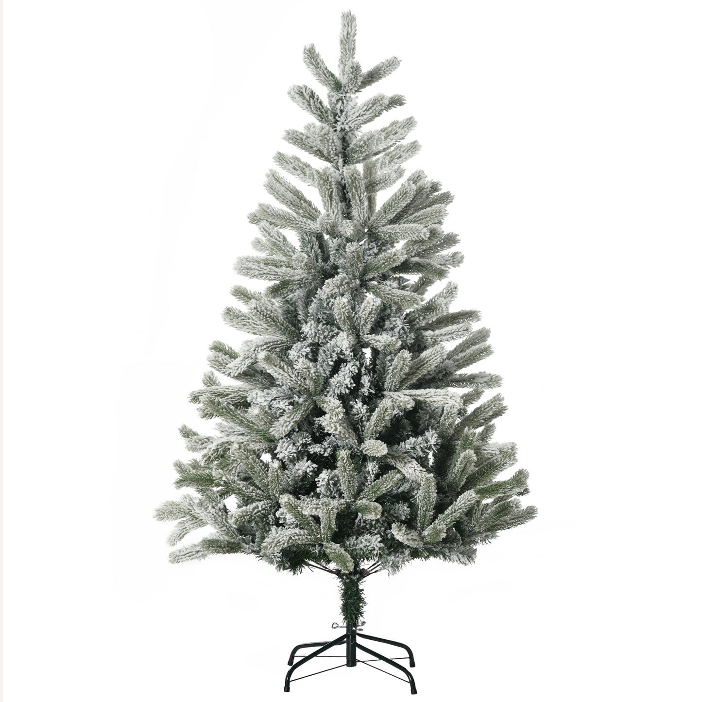 HOMCOM 5ft Artificial Snow-Flocked Tree Holiday Home Indoor Christmas Decoration with Metal Feet, Green
