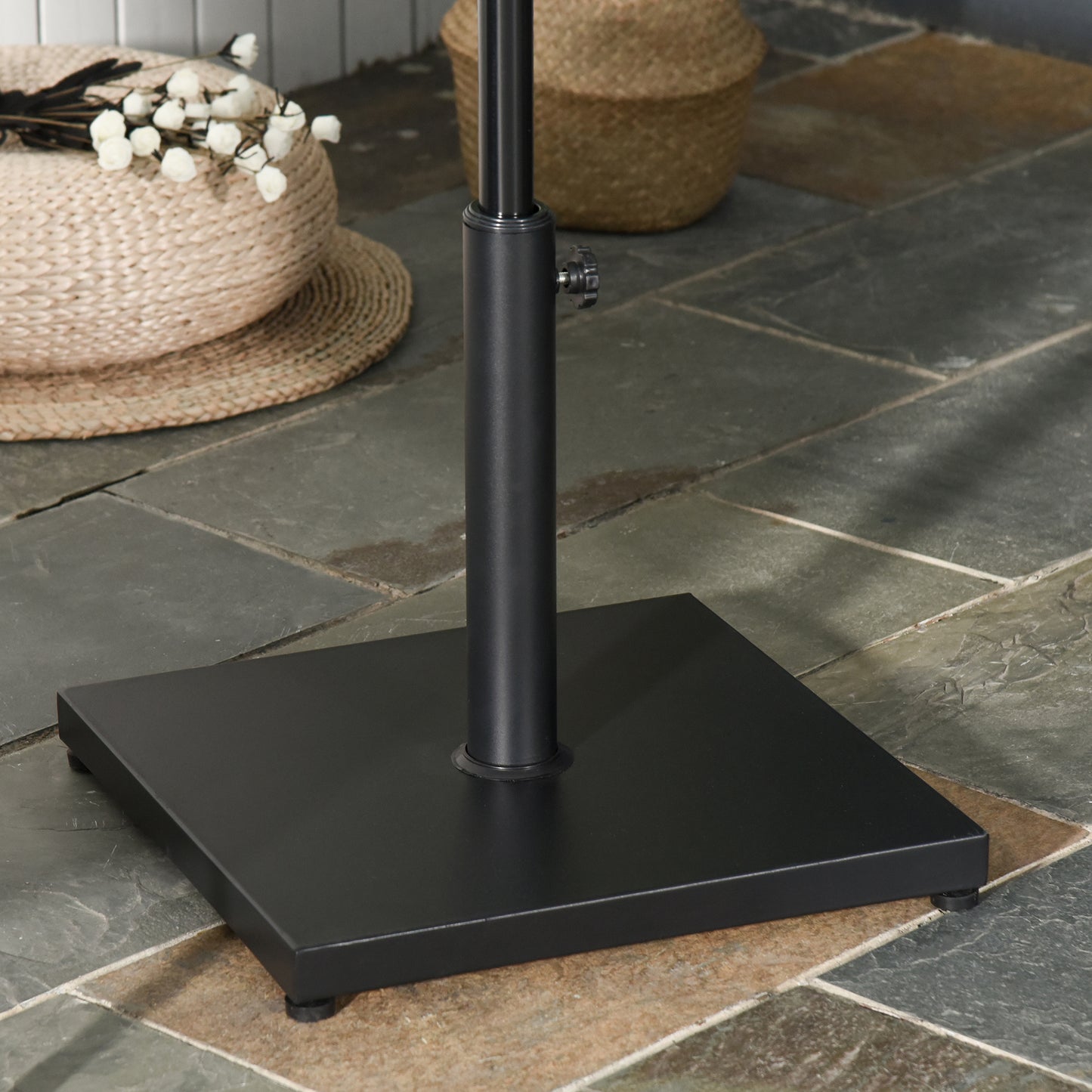 Outsunny 29 lbs Market Umbrella Base Holder 16" Heavy Duty Square Parasol Stand for Patio, Outdoor, Backyard, Black