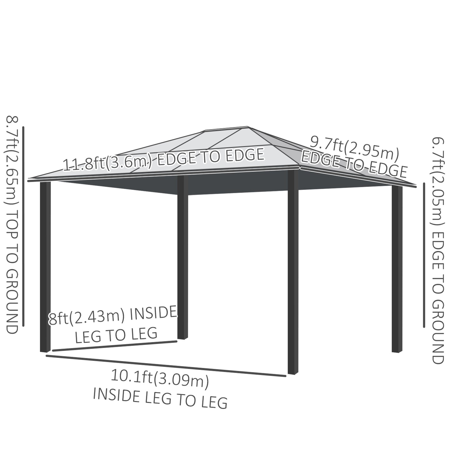 Outsunny 10 x 10 ft Hard Top Gazebo Canopy Heavy Duty Shelter Sun Shade w/ Curtain Beige, Coffee