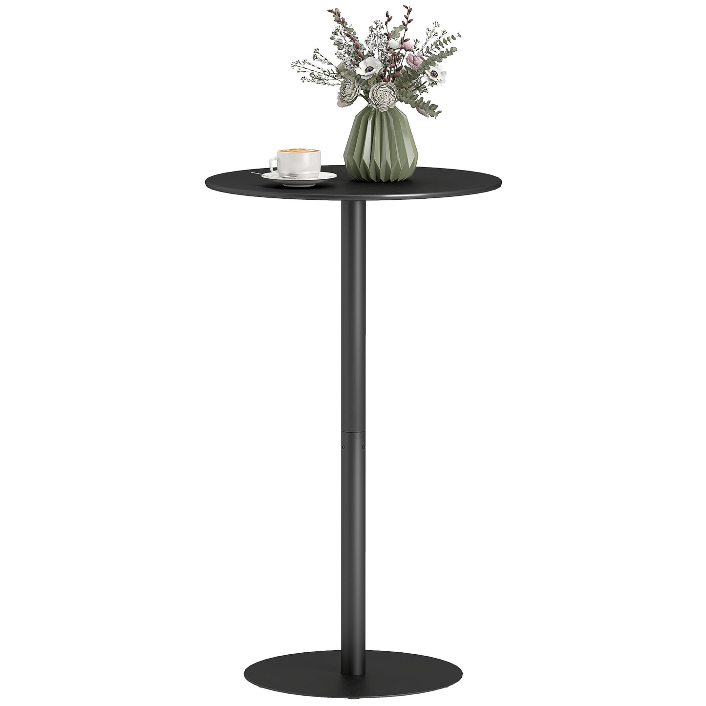 HOMCOM Round Bar Table for 2, Modern Pub Table with Steel Frame, Easy Assembly for Small Space Home Bar Cocktail Bistro, White