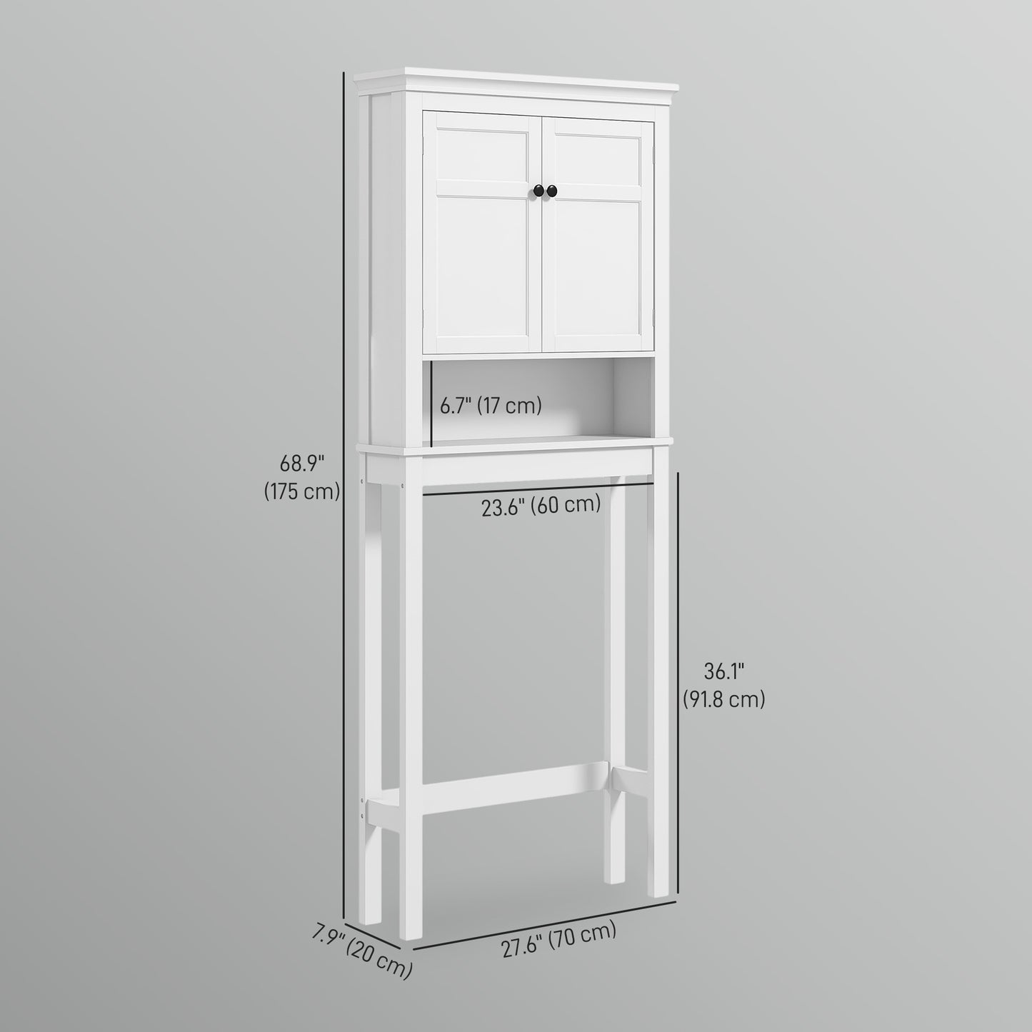 HOMCOM 3-Tier Over Toilet Storage Unit Washing Machine Cabinet Dryer Cabinet with Adjustable Shelf for Bathroom, Laundry