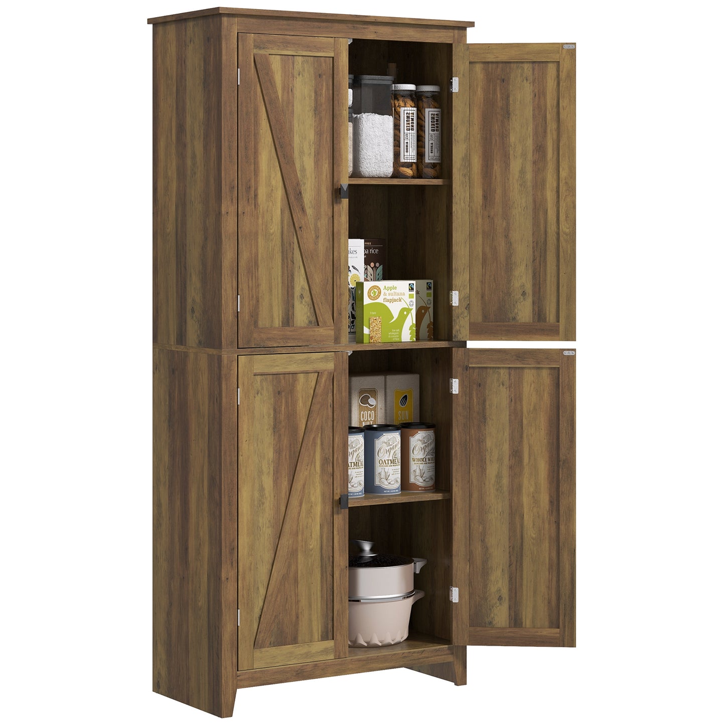 HOMCOM 72" Freestanding Storage Cabinet, Kitchen Pantry Cabinet with Doors and Shelves for Dining Room, White