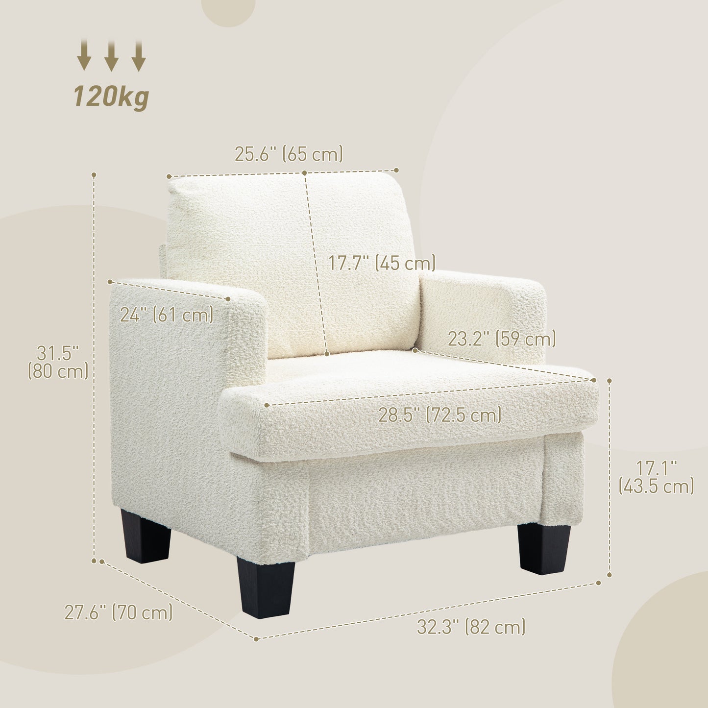 HOMCOM Modern Armchair, Upholstered Chenille Accent Chair with Wood Frame and Back Pillow for Living Room, Dark Grey