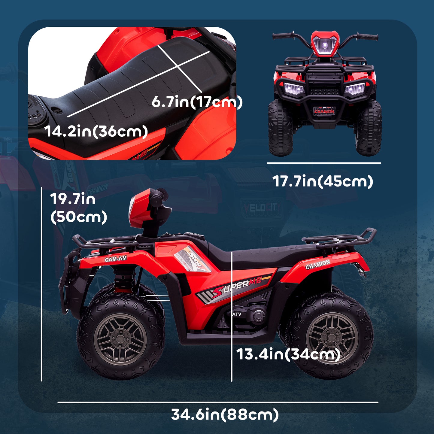 Aosom 12V Kids ATV Quad, 4 Wheeler Battery Powered Electric Vehicle with Music MP3, Headlights, High Low Speed, Treaded Tires, for Boys and Girls Ages 37-60 Months, Pink