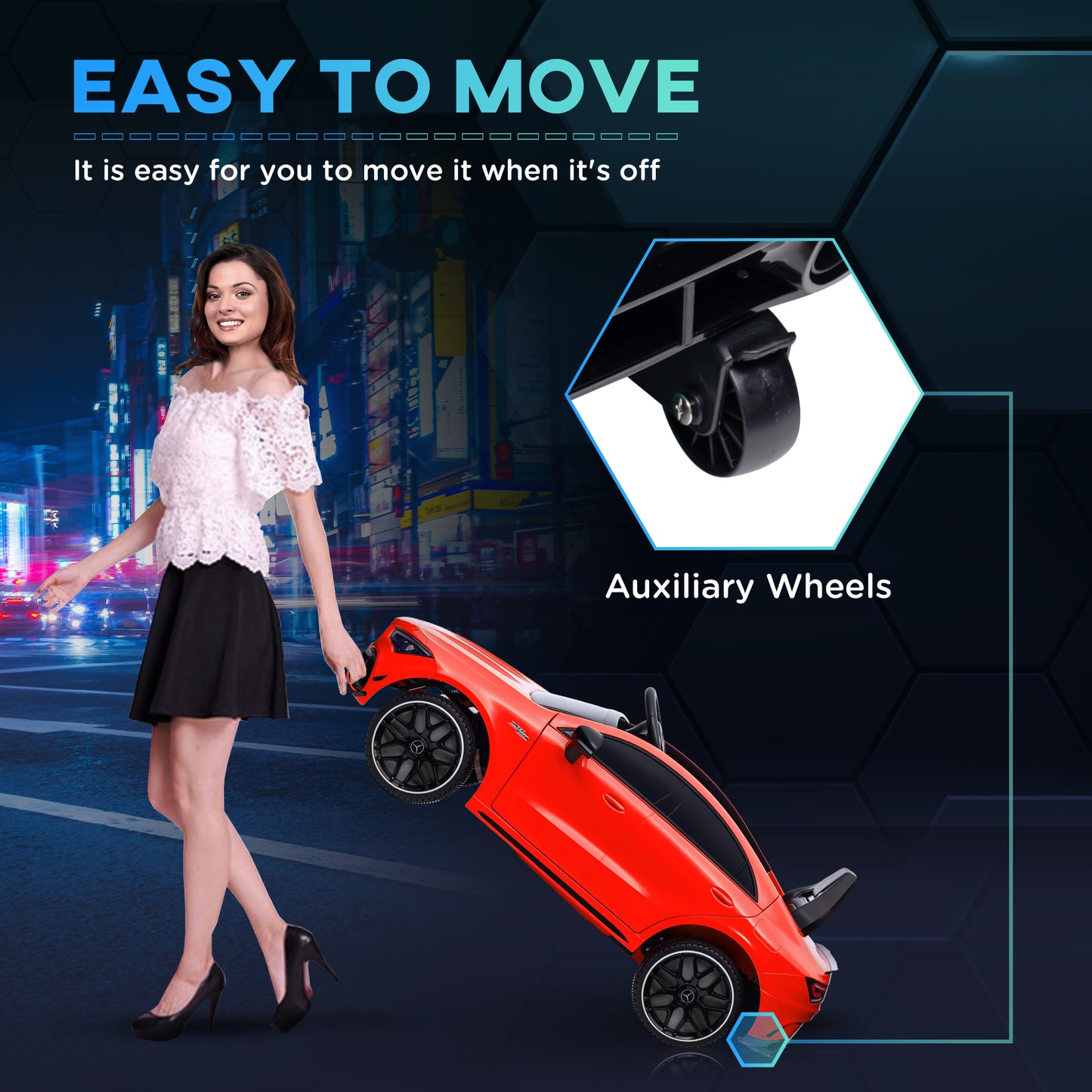 Qaba Mercedes-Benz AMG Licensed 12V Ride on Car, Kids Electric Car with Remote Control, Spring Suspension, LED Lights, Red