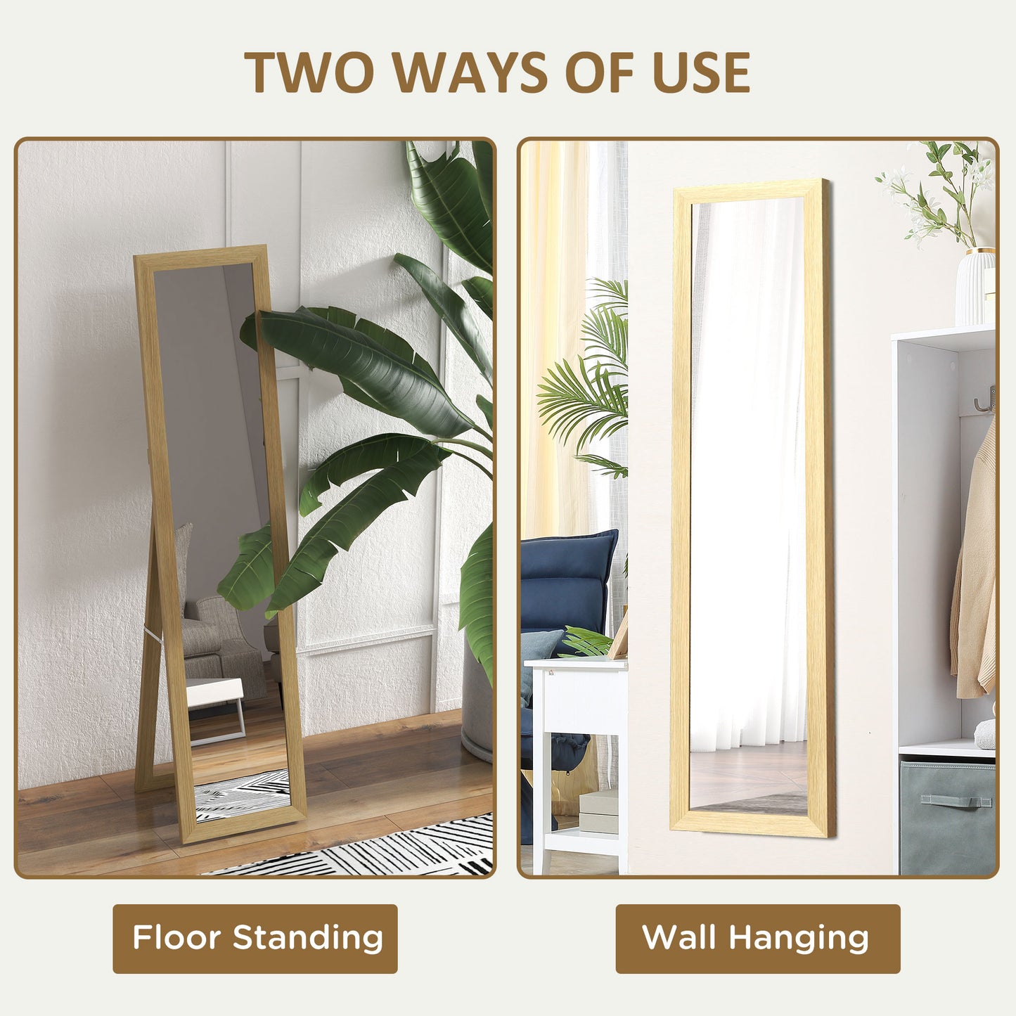 HOMCOM 15" x 62" Full Length Mirror for Bedroom, Free Standing Dressing Mirror, Wall Mirror for Living Room, Grey