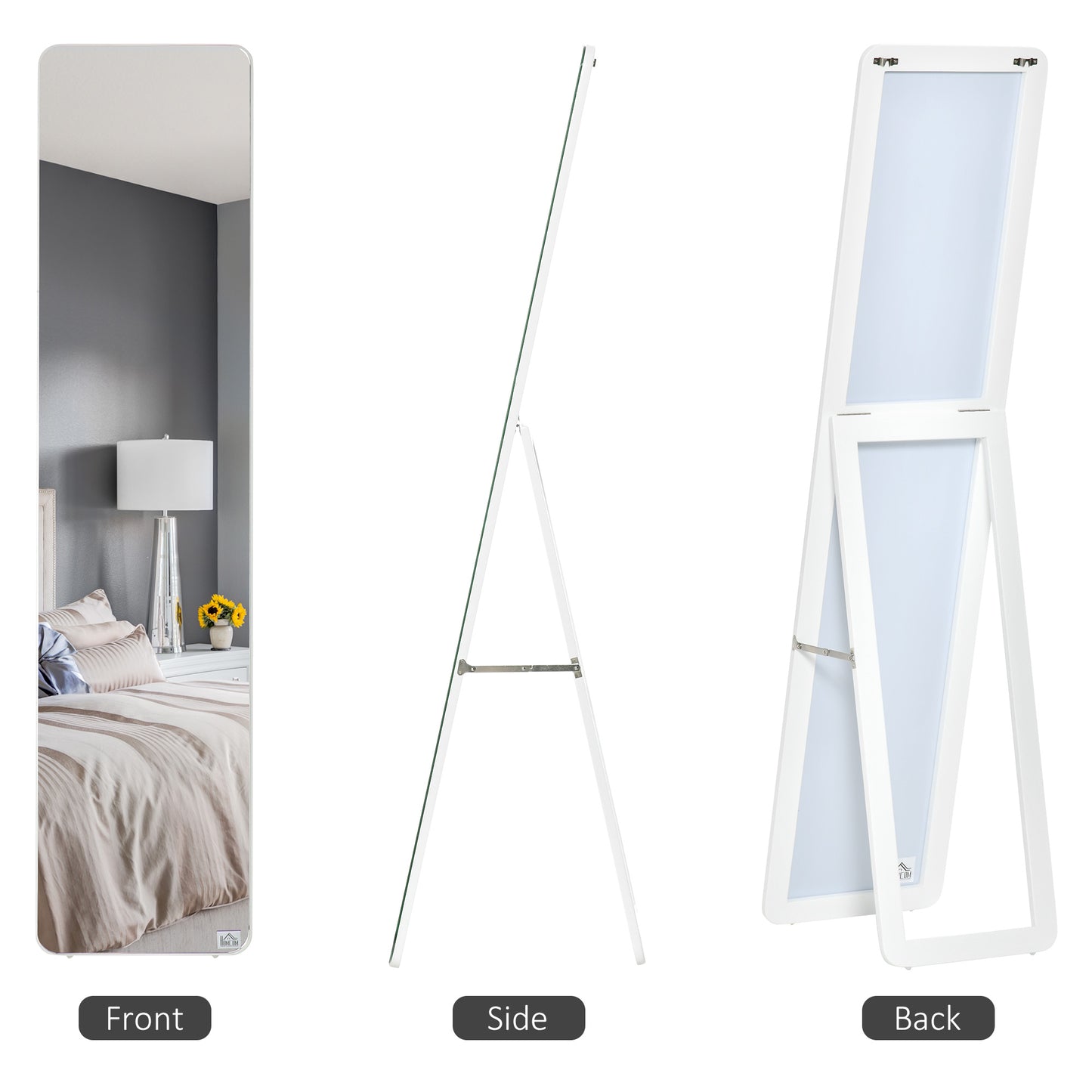 HOMCOM Full Length Mirror for Bedroom, Free Standing Dressing Mirror, Wall Mirror with Wood Frame, 15" x 61", Black