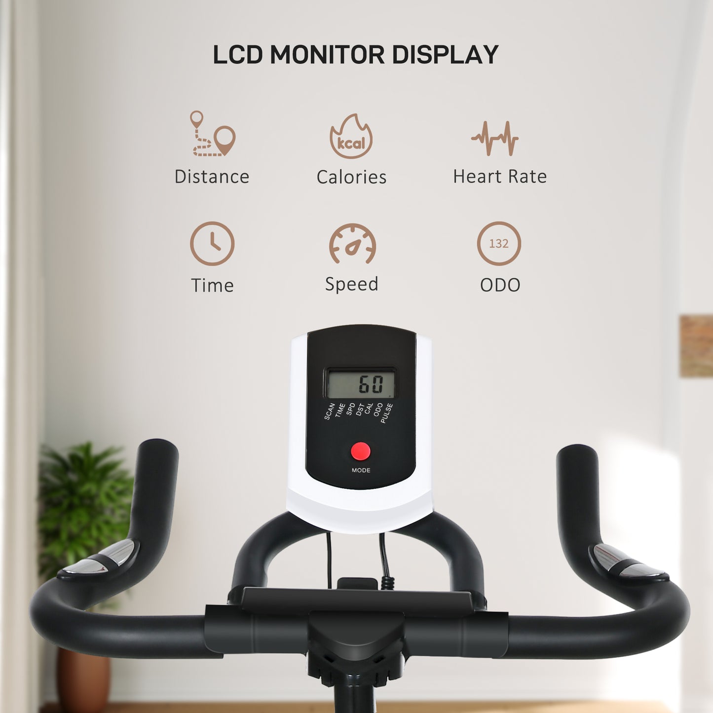 Soozier Upright Stationary Exercise Bike, Cardio Workout Training Bicycle w/ Adjustable Resistance LCD Monitor, Orange