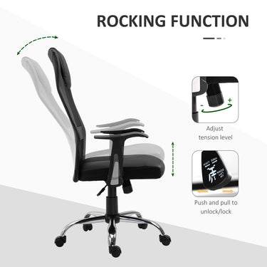 Vinsetto Ergonomic Office Chair with Thick Padded Headrest, Mesh Computer Desk Chair with Tilt Function, Armrest, Black