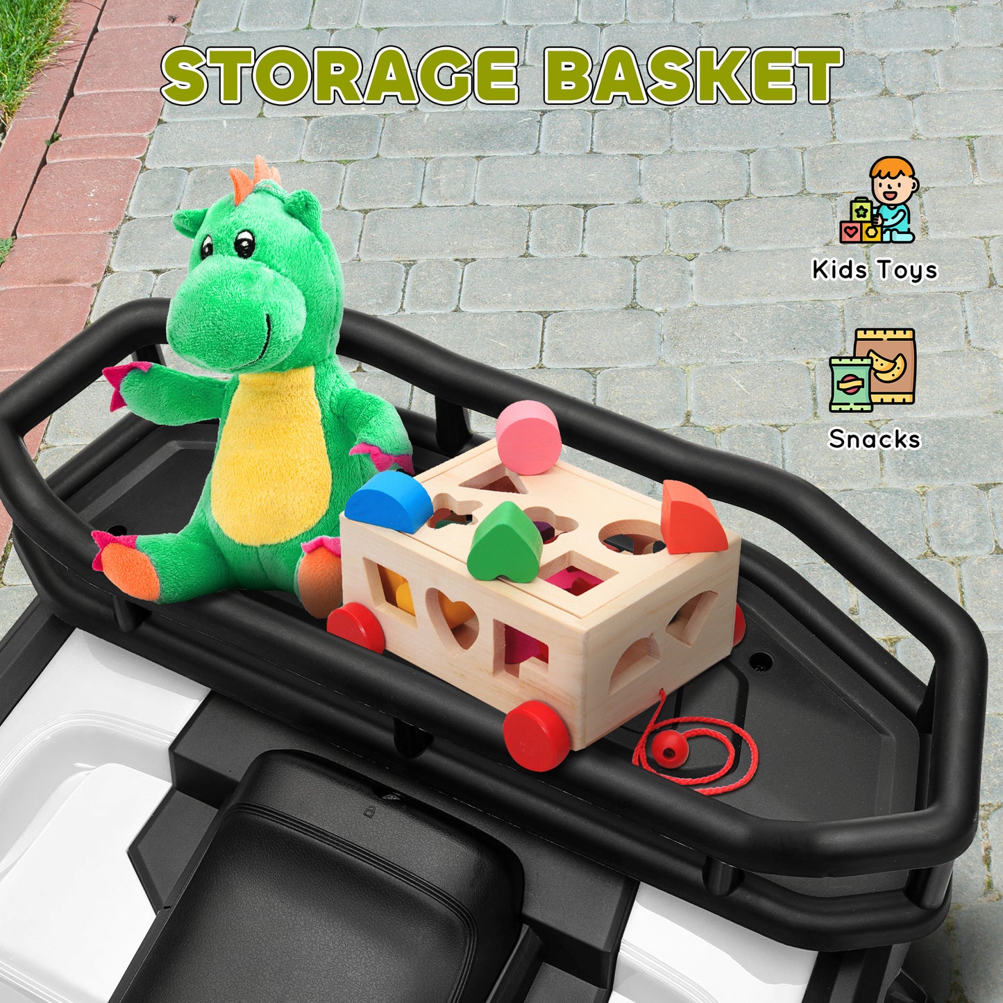 Qaba Kids ATV, 12V Battery Powered Electric Ride on Toy w/ Spring Suspension, Storage Basket, High & Low Speed, Green