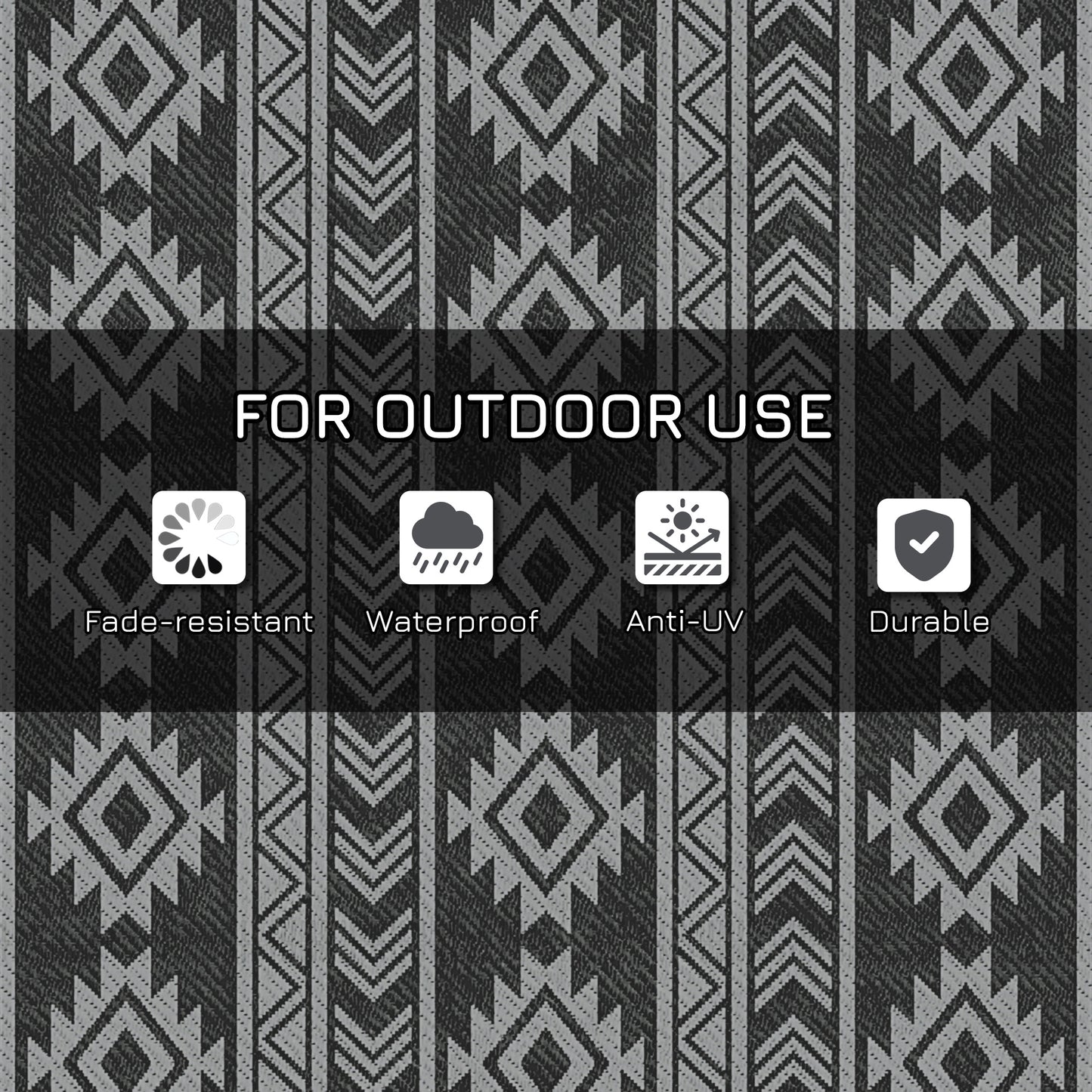 Outsunny Reversible Outdoor RV Rug, Patio Floor Mat, 6' x 9' Plastic Straw Rug for Backyard, Deck, Beach, Camping, Black & Grey