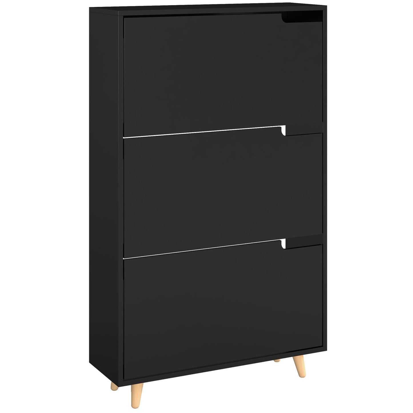 HOMCOM Slim Shoe Storage Cabinet with 3 Flip Drawers and Adjustable Shelves, Shoe Cabinet for 18-24 Pairs, White