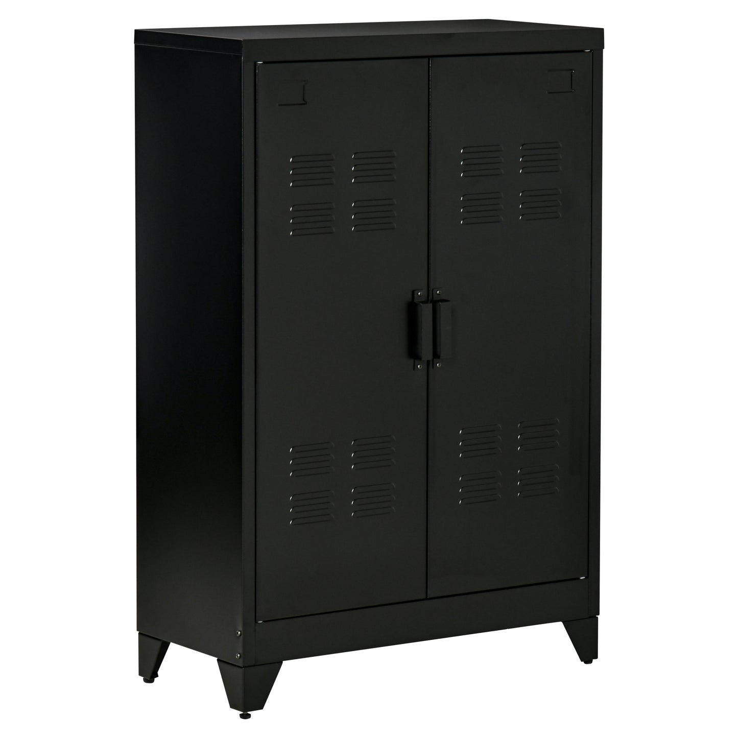 HOMCOM Metal Storage Cabinet, Industrial Sideboard Buffet Cabinet with 2 Louvered Doors, Adjustable Shelves, Grey