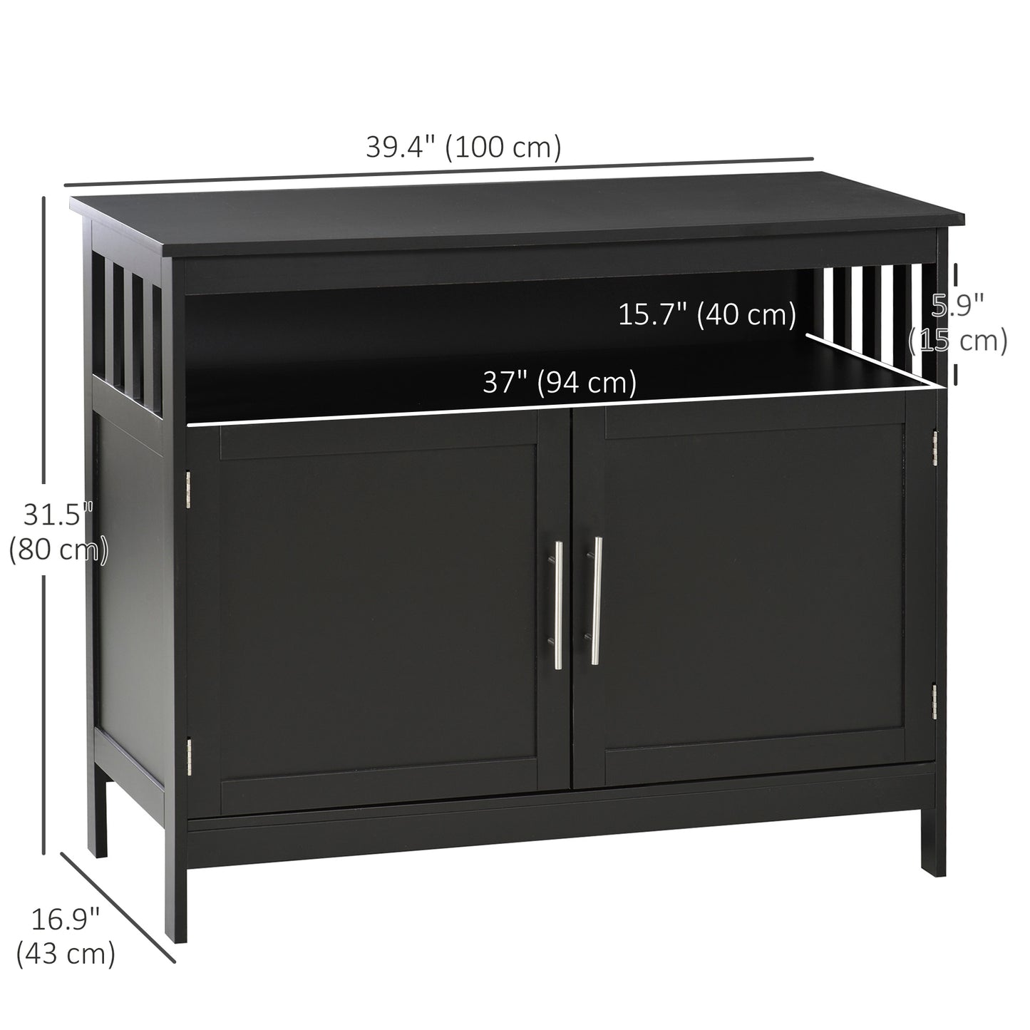 HOMCOM Wooden Console Table with Open Shelf and 2 layers Cabinet Kitchen Furniture
