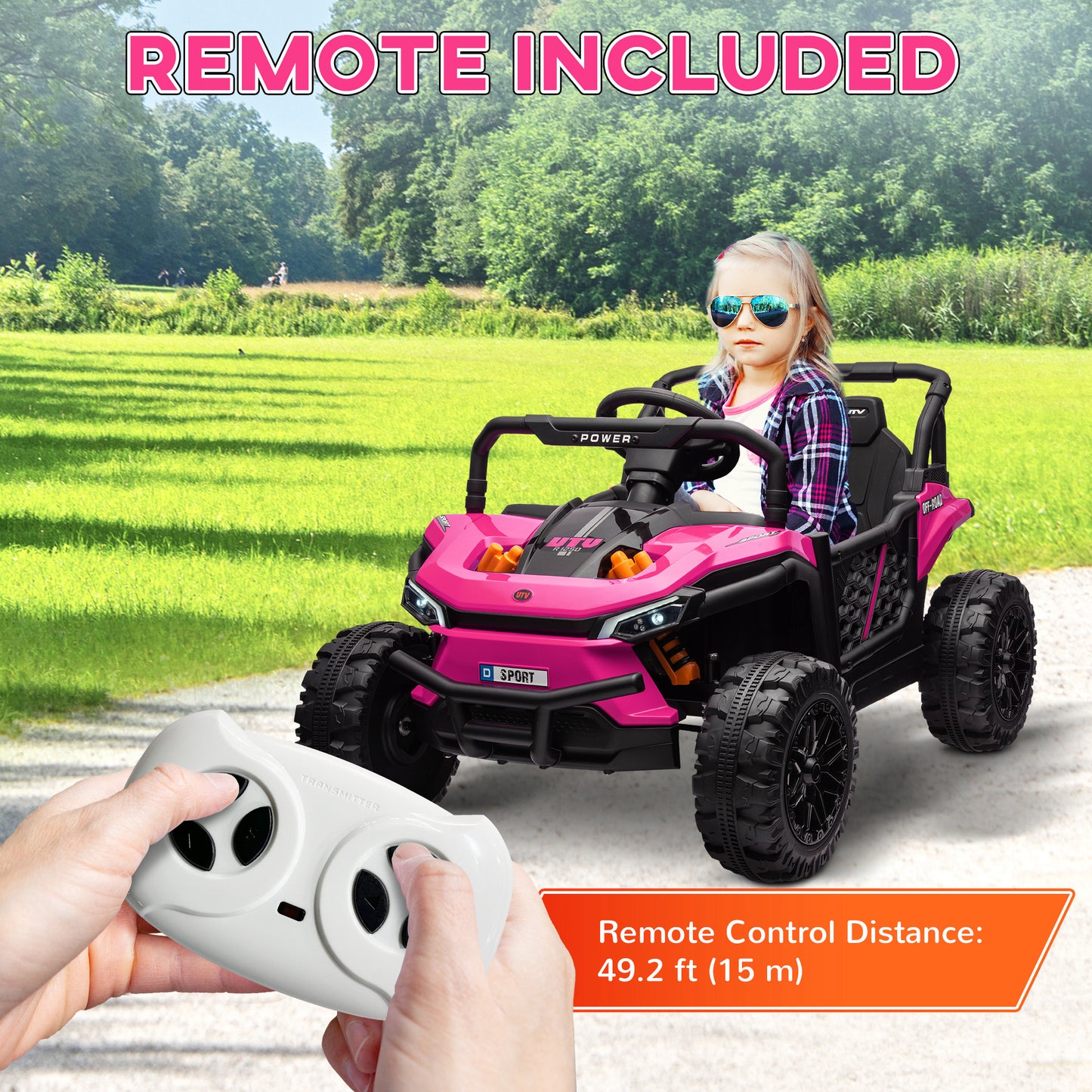 Qaba 12V Kids Ride On Car, Toy Truck with Remote Control, Spring Suspension, LED Headlights, 3 Speeds, Blue