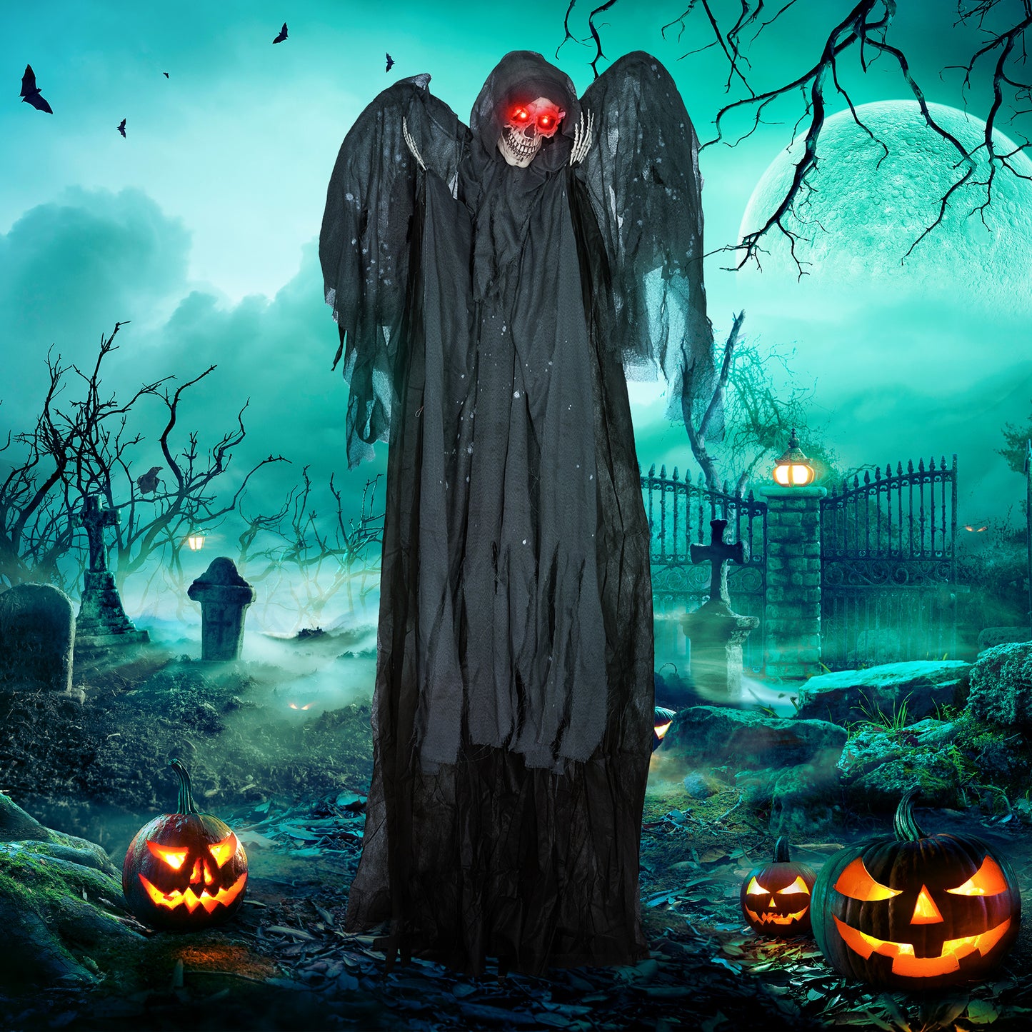 Outsunny 5.6' Life Size Clown Outdoor Halloween Decoration Animatronic, Animated Prop w/ Light Up Eyes