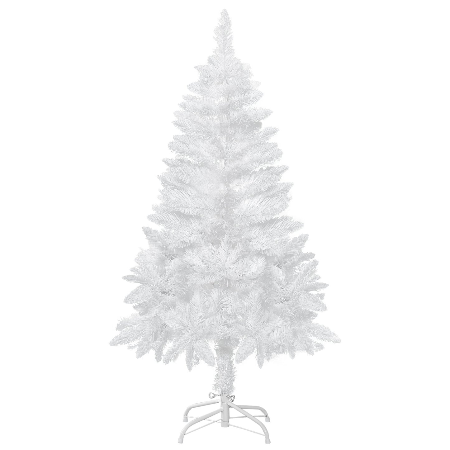 HOMCOM 5ft Artificial Christmas Tree with Pine Realistic Branches, Auto Open, for Indoor Decoration, White
