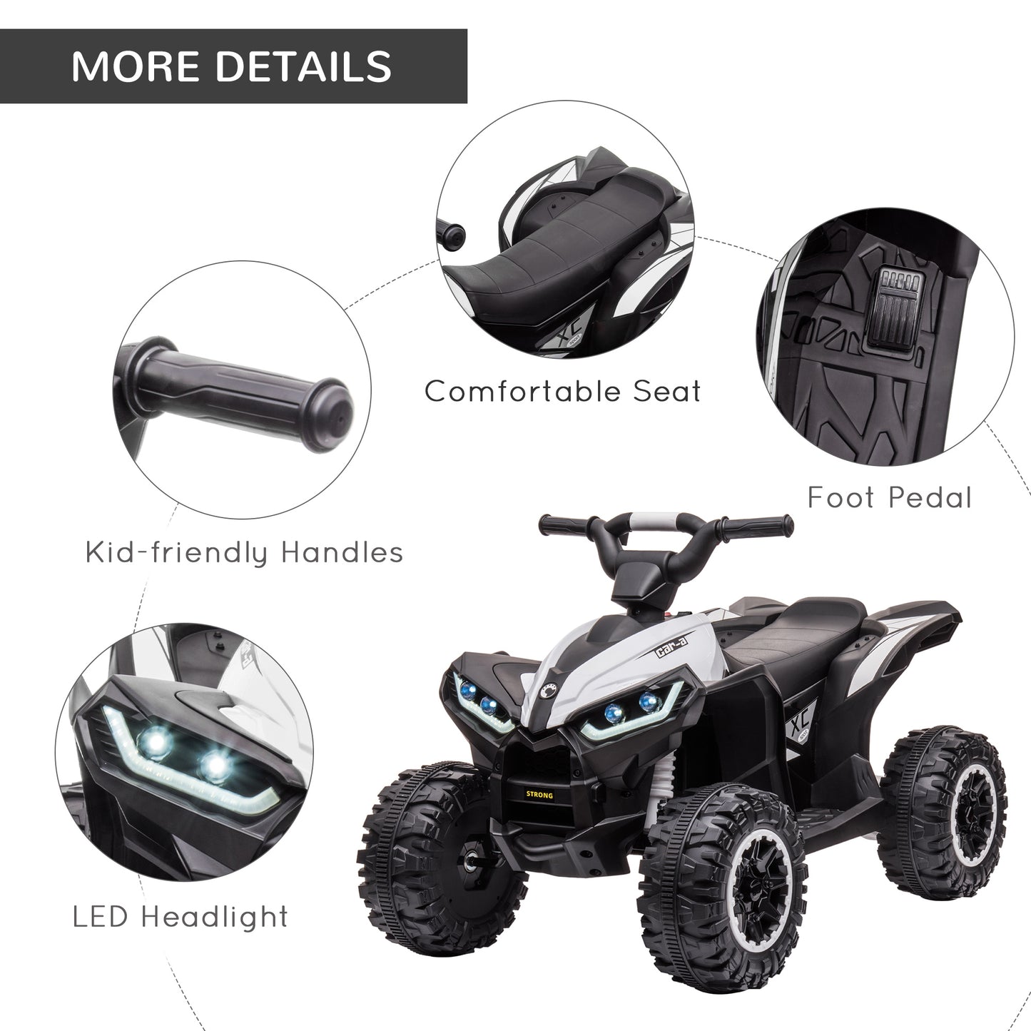 Aosom Kids 4 Wheeler Quad with Music, Headlights, High & Low Speed, Kids ATV for 3-5 Years Old Boys & Girl, Yellow