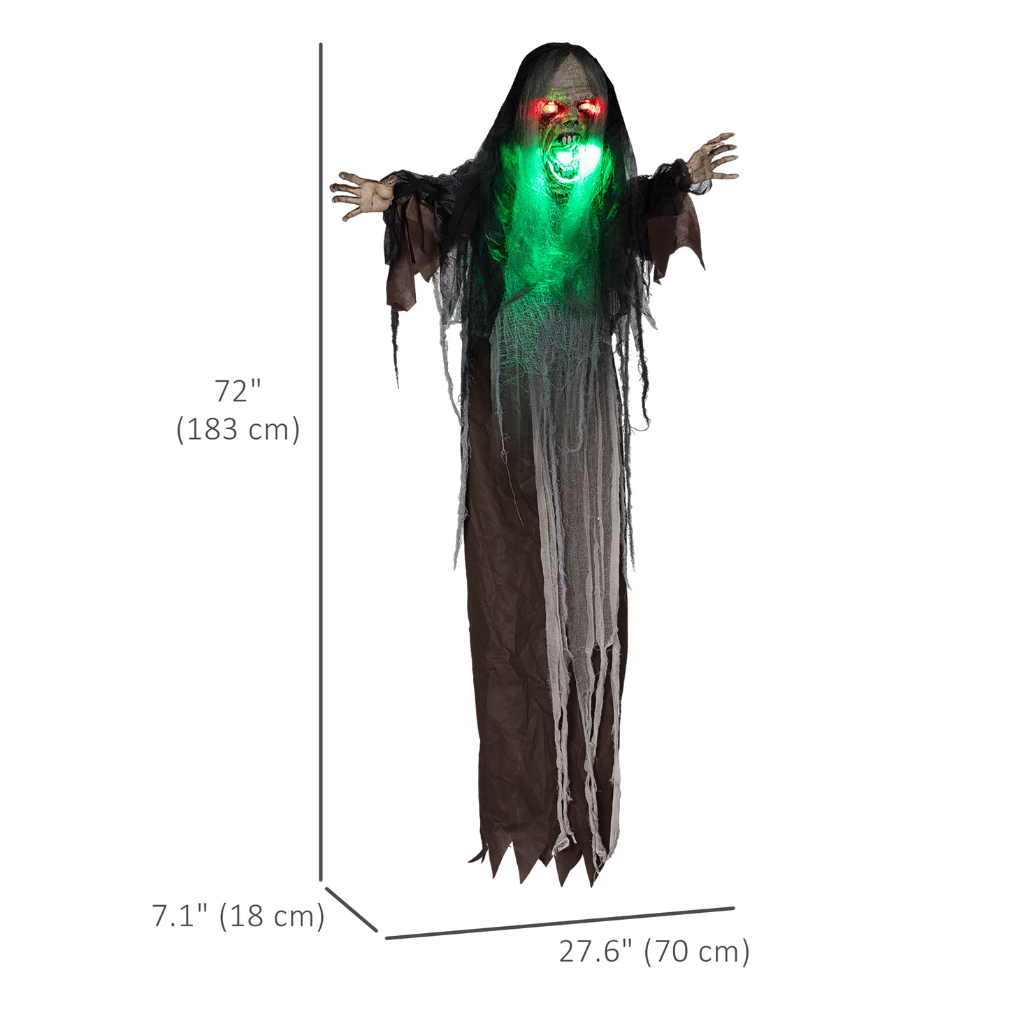 Outsunny 5.6' Life Size Clown Outdoor Halloween Decoration Animatronic, Animated Prop w/ Light Up Eyes