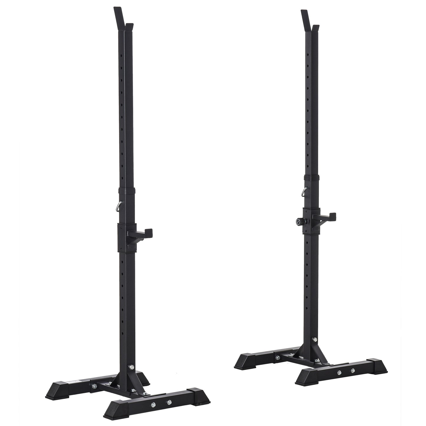 Soozier Adjustable Barbell Rack Stable Power Squat Stand Portable 2 Bars Barbell Holder Weight Rack, Black and White