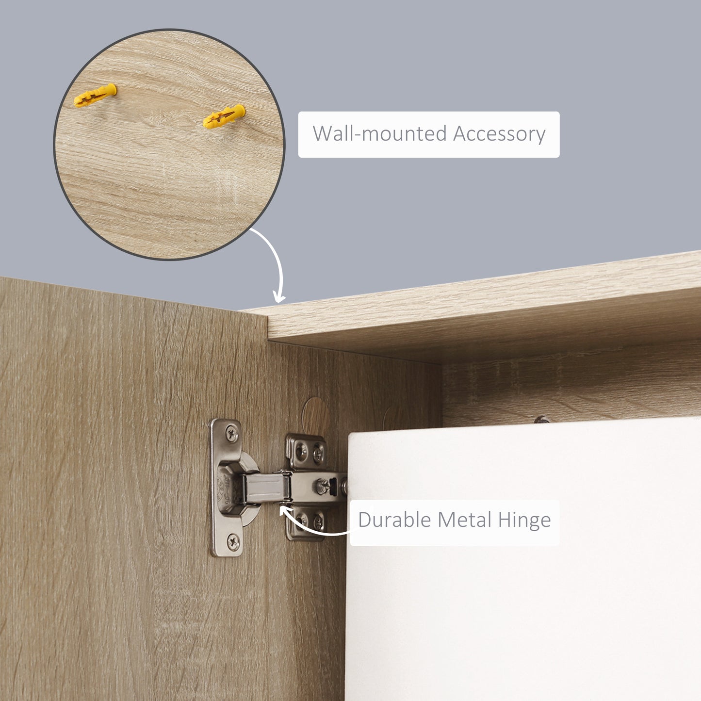 kleankin Medicine Cabinet with Mirror, Wall Mounted Bathroom Mirror Cabinet, Bathroom Wall Cabinet with 3 Open Shelves, Natural