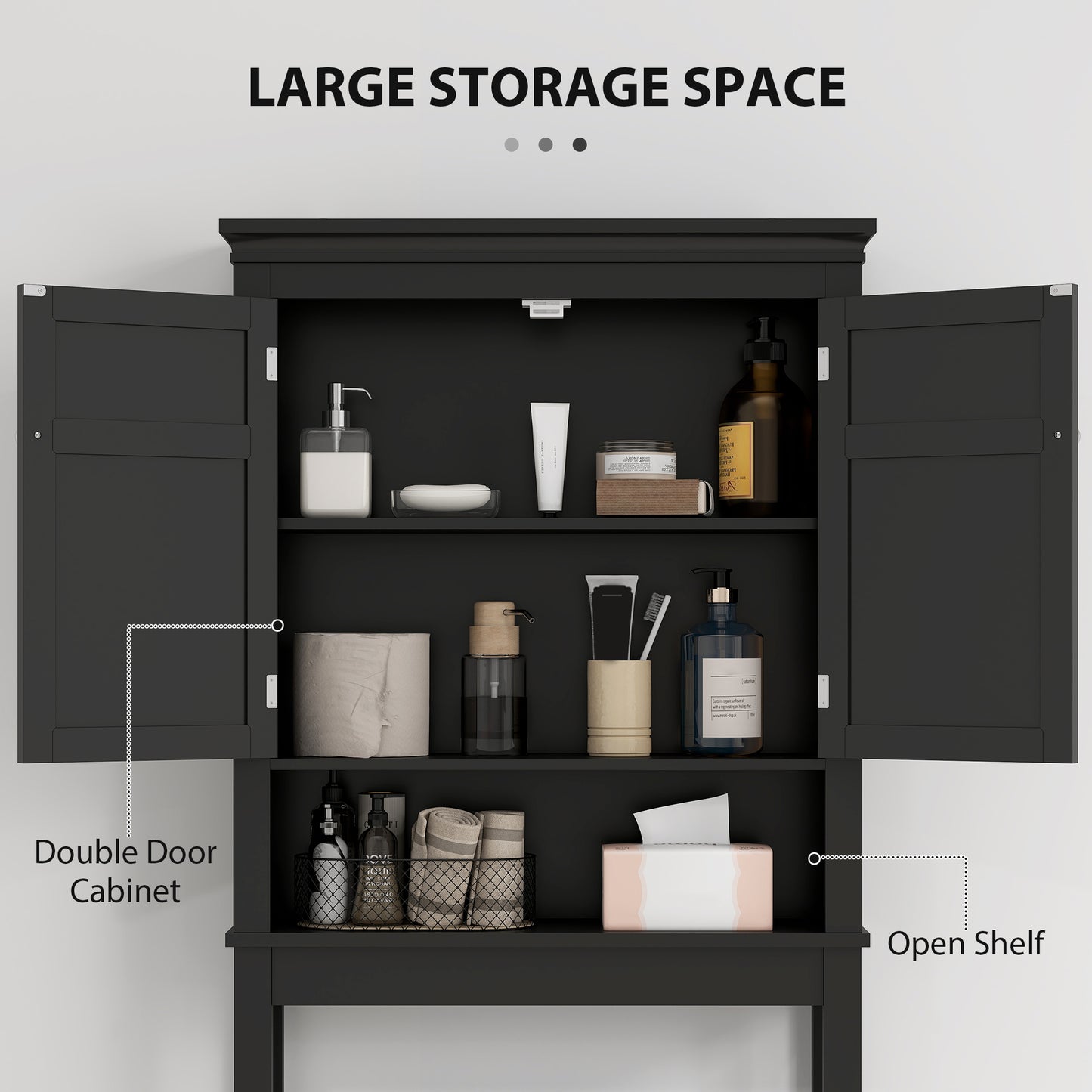 HOMCOM 3-Tier Over Toilet Storage Unit Washing Machine Cabinet Dryer Cabinet with Adjustable Shelf for Bathroom, Laundry