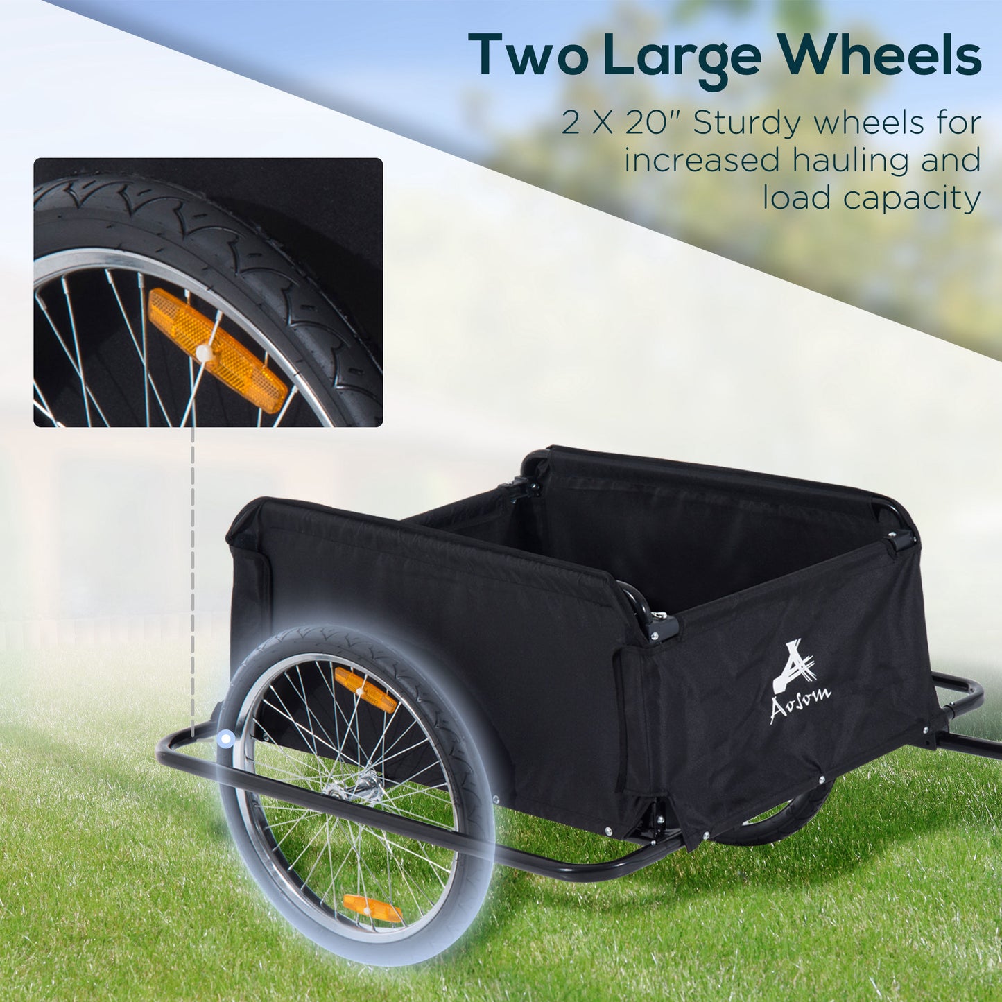 Aosom Bike Cargo Trailer Bicycle Luggage Carrier Cart with Cover Black Red