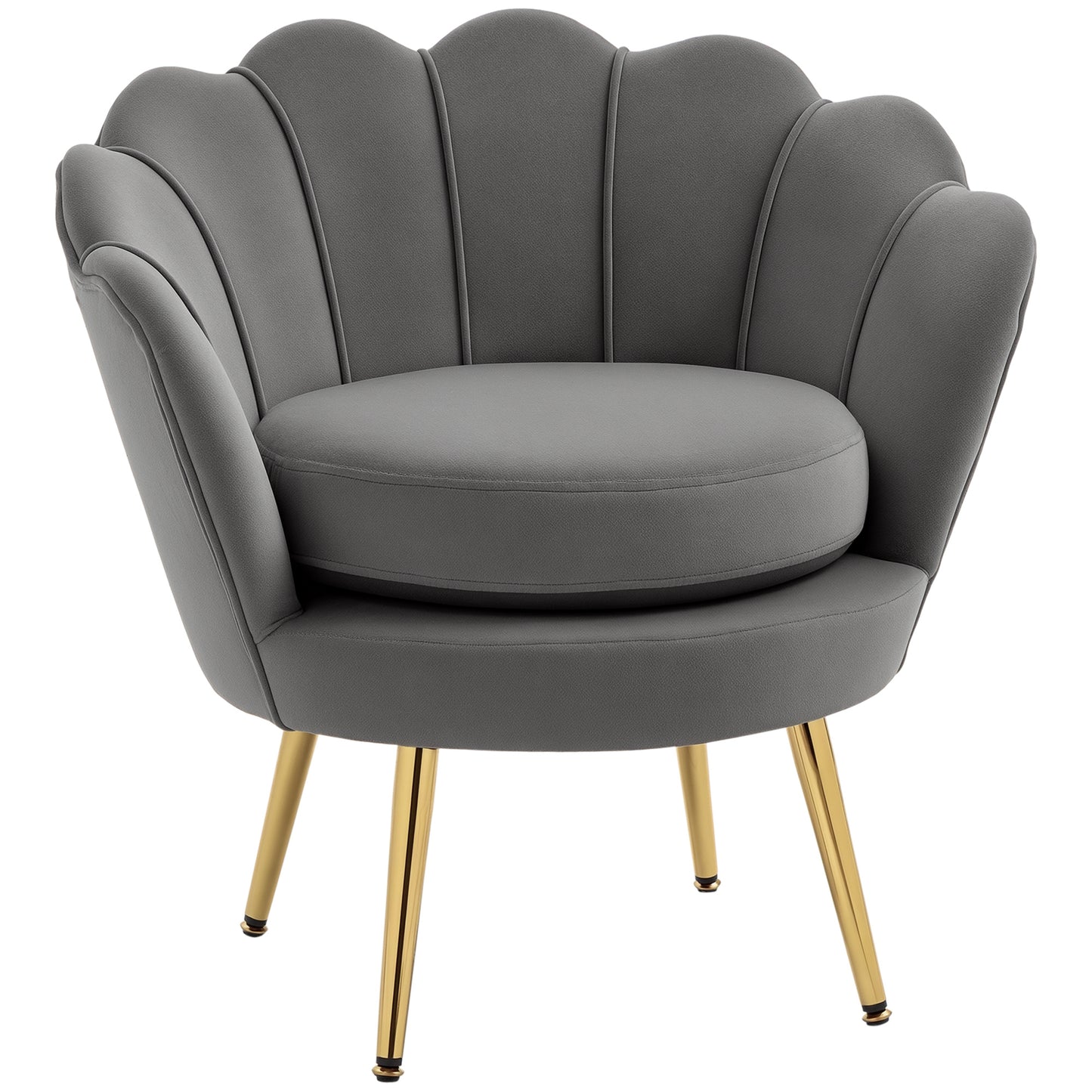 HOMCOM Modern Accent Chair, Velvet-Touch Fabric Leisure Club Chair with Gold Metal Legs for Bedroom, Blue