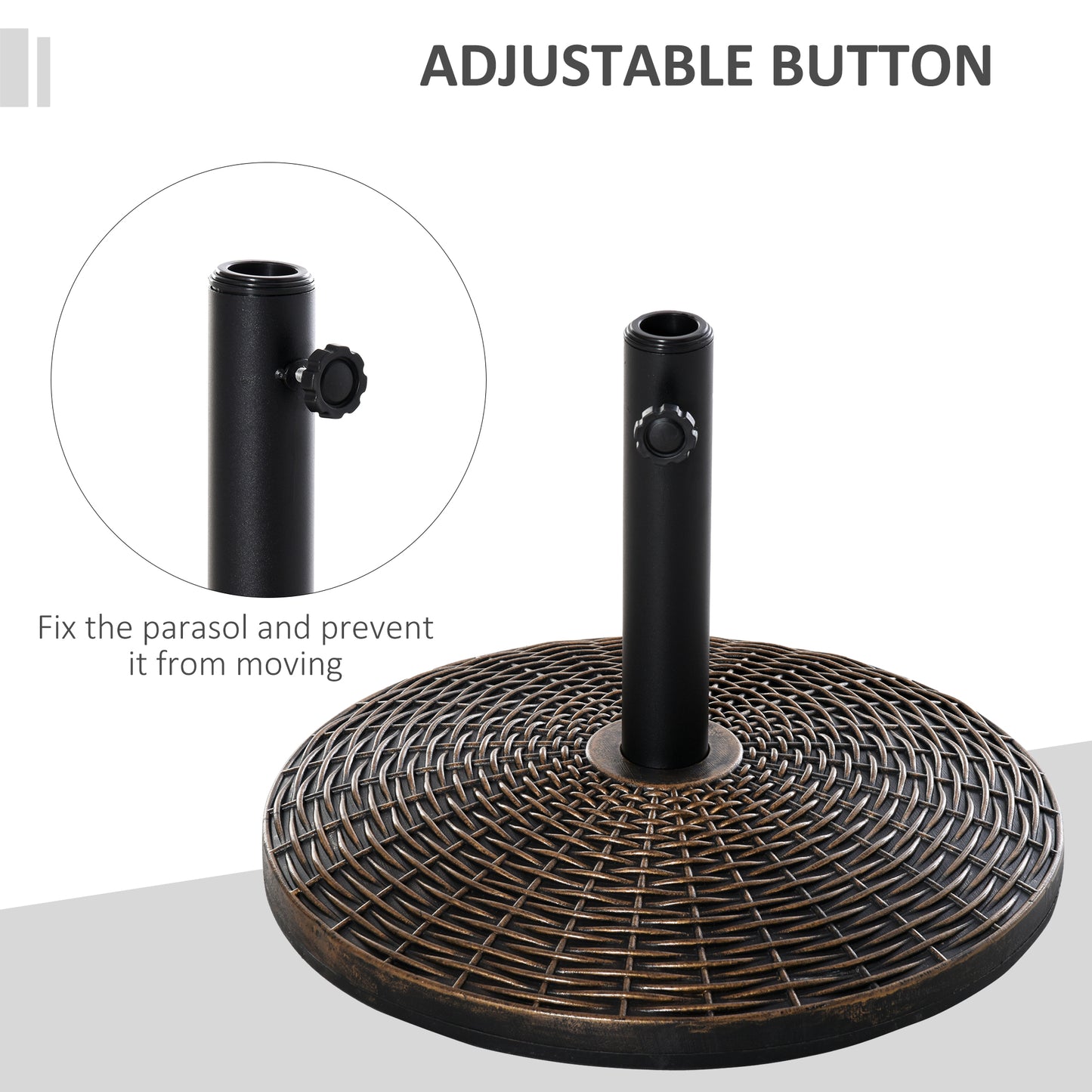 Outsunny 18� Round Patio Umbrella Base Outdoor Decorative Cast Stone Resin Parasol Stand Market Garden Umbrella Holder, Bronze