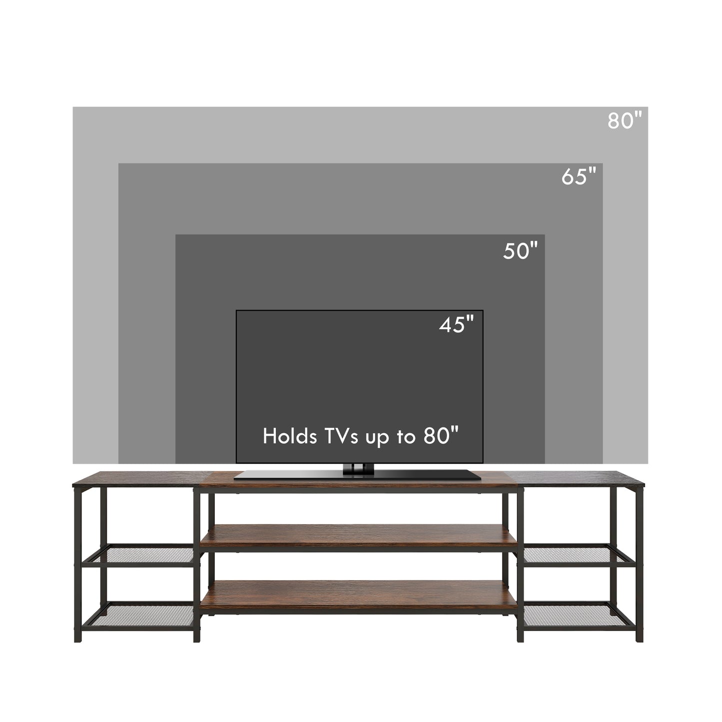 HOMCOM Industrial TV Cabinet for TVs Up to 60", TV Stand with Open Shelf Storage, Media Console with Steel Frame, Rustic Brown