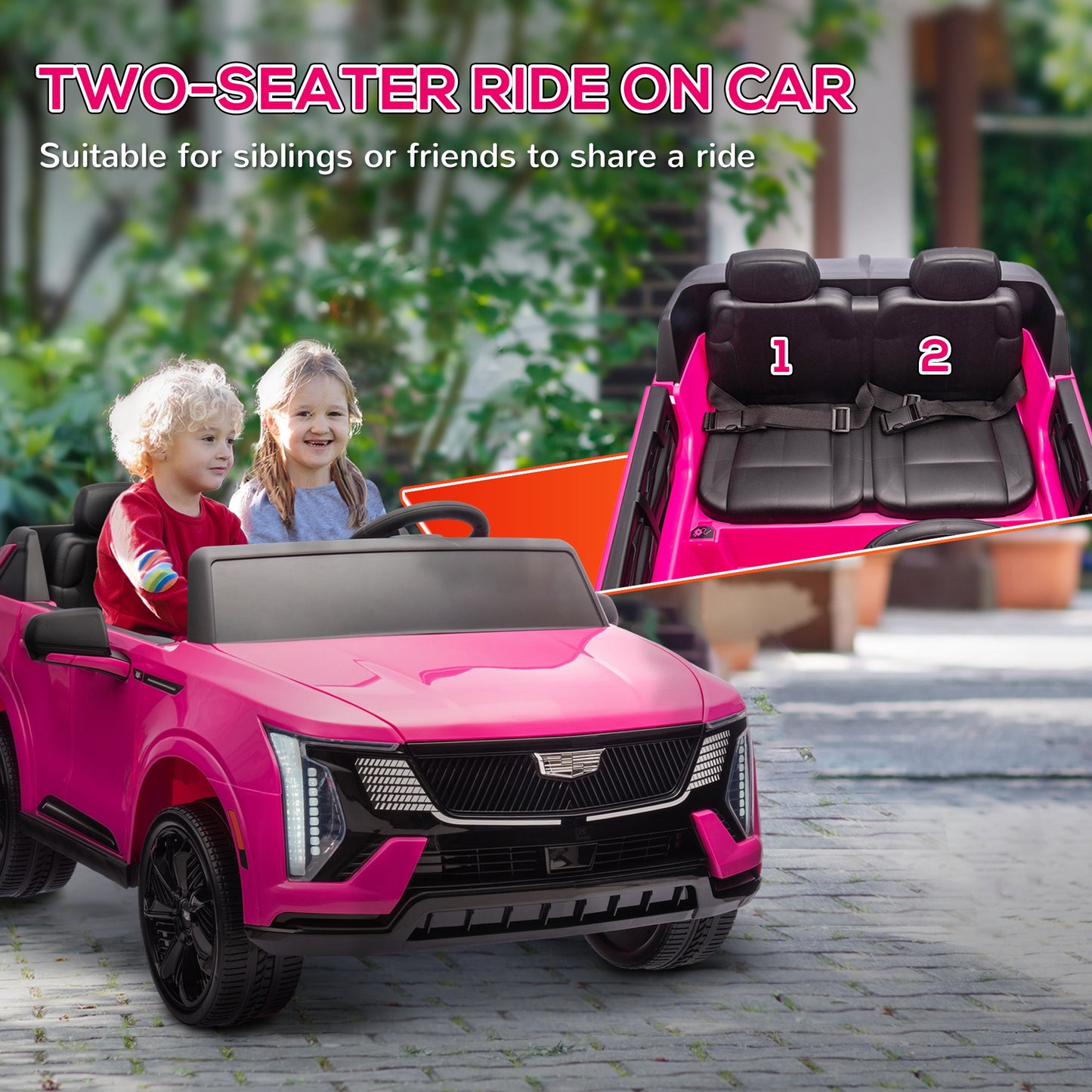 Qaba 2-Seater Ride on Truck, 12V Cadillac Escalade Licensed Kids Electric Car with Remote , Spring Suspension, White