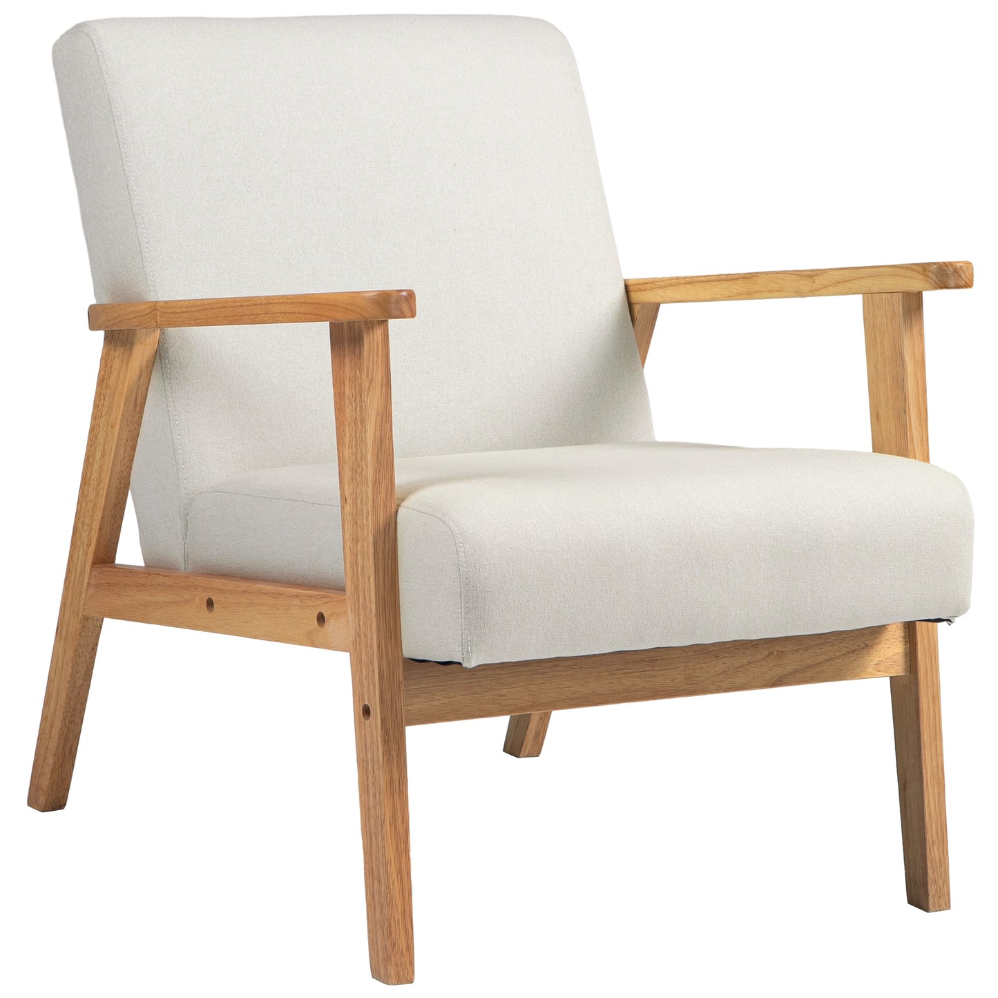 HOMCOM Mid-Century Modern Accent Chair Retro Fabric Armchair Wooden Arm Upholstered Lounge Chair for Living Room Floral