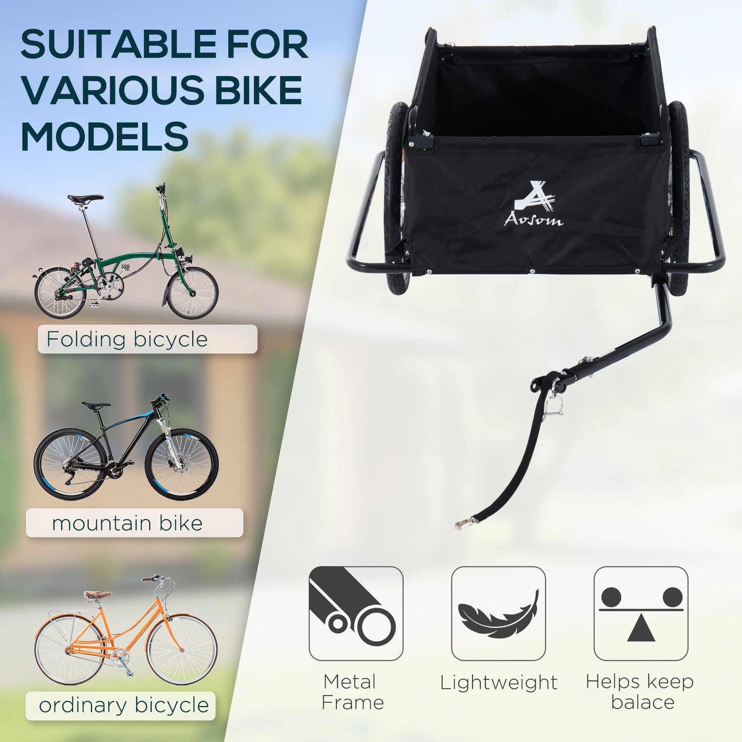 Aosom Bike Cargo Trailer Bicycle Luggage Carrier Cart with Cover Black Red