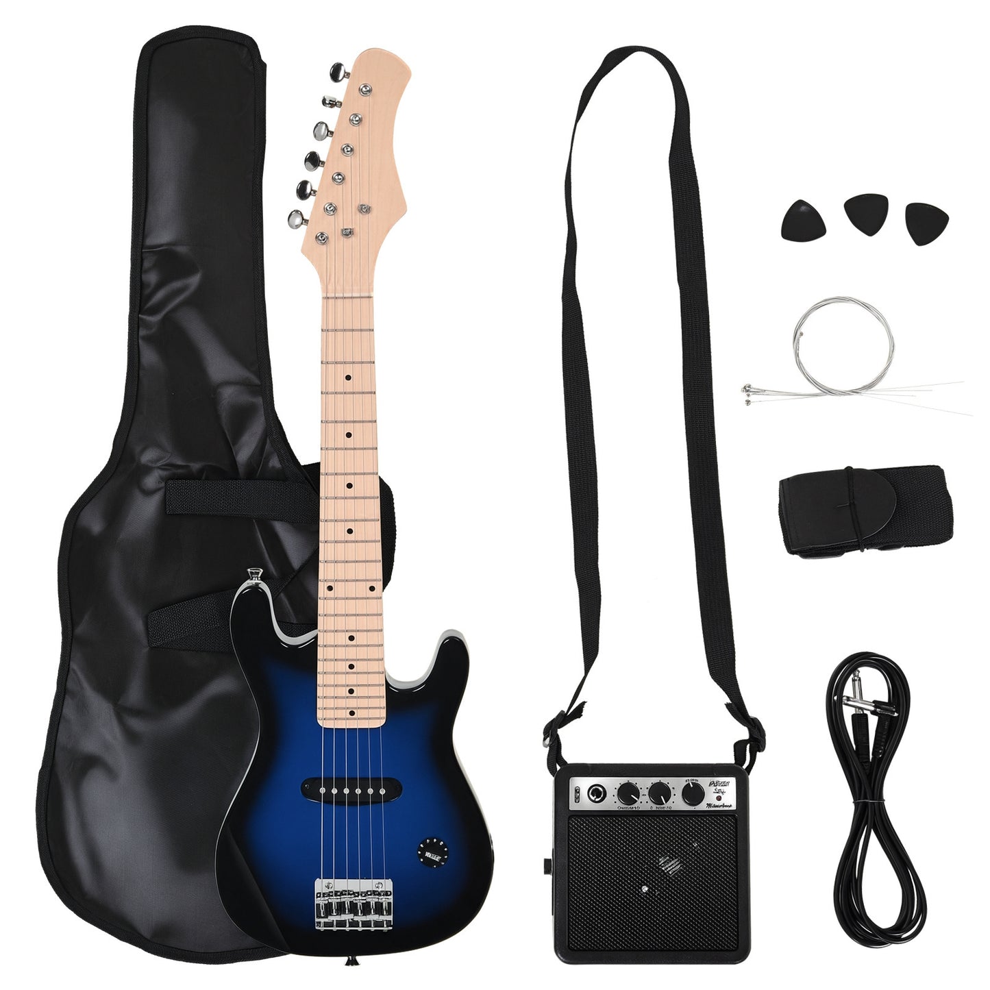 Soozier 39.5 Inch Acoustic Electric Guitar for Beginner with Strings, Beige Strap, 3 Picks and Case Bag, Wine Red