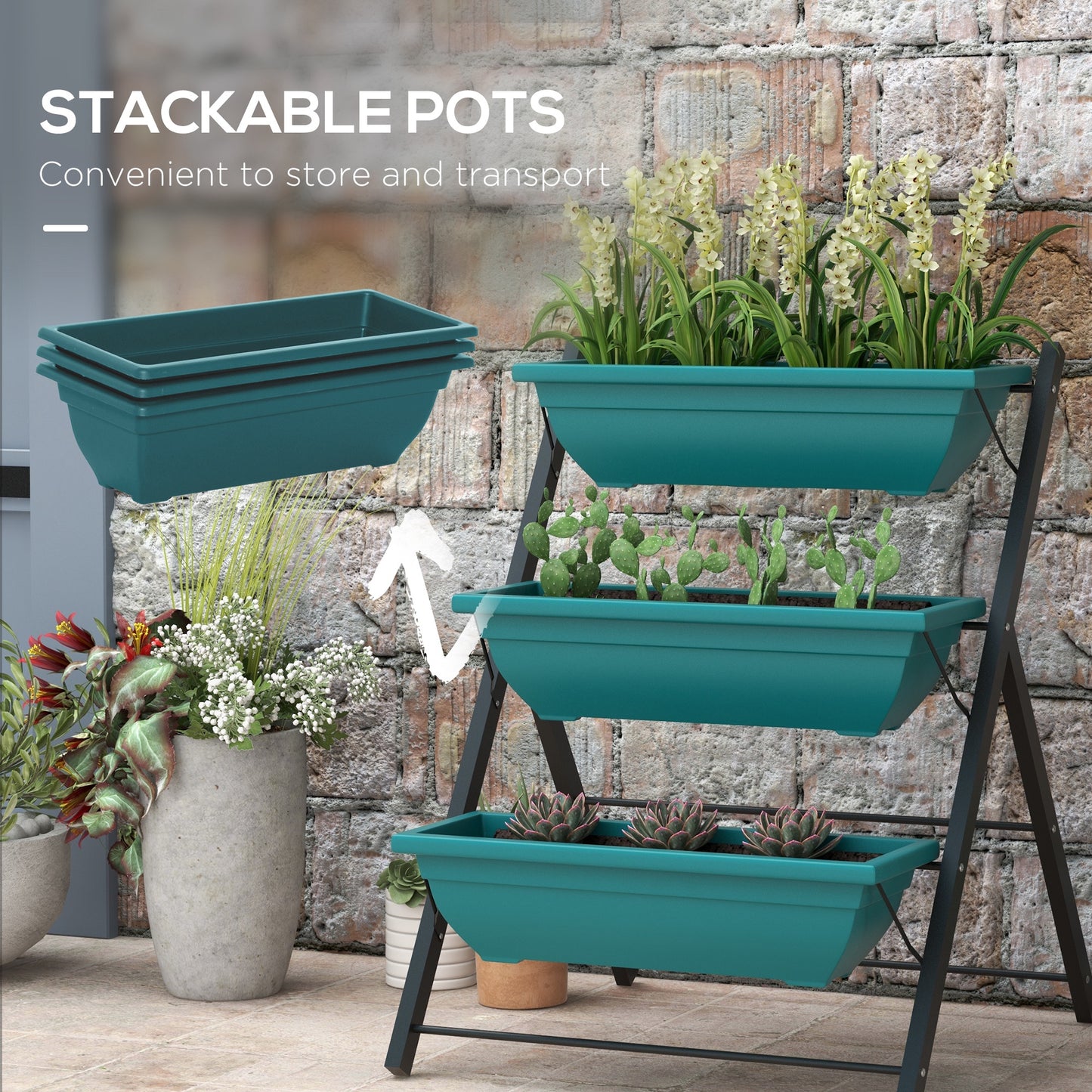 Outsunny 3-Tier Vertical Raised Garden Planter with 5 Boxes, Outdoor Plant Stand Grow Container for Vegetable Flowers