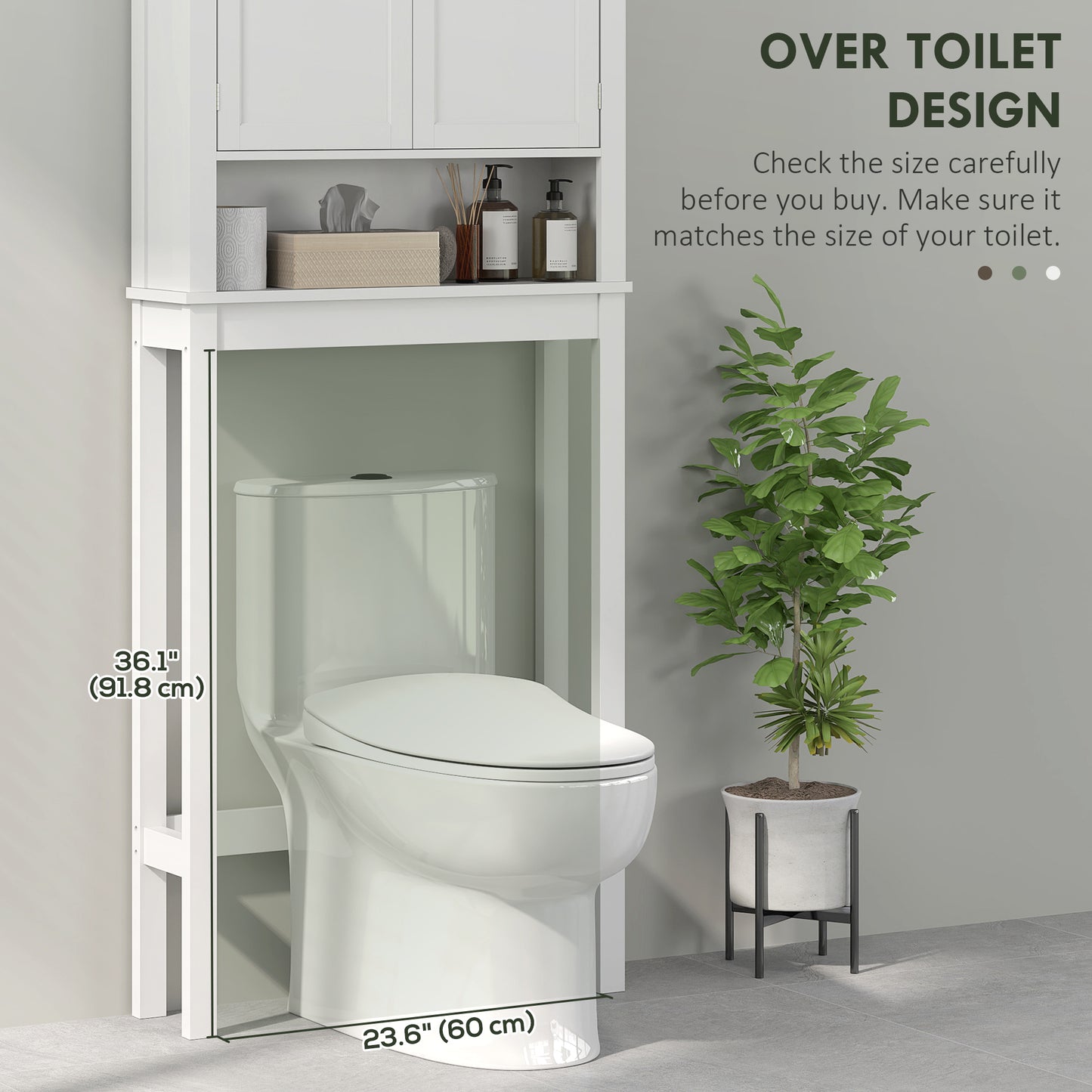HOMCOM 3-Tier Over Toilet Storage Unit Washing Machine Cabinet Dryer Cabinet with Adjustable Shelf for Bathroom, Laundry
