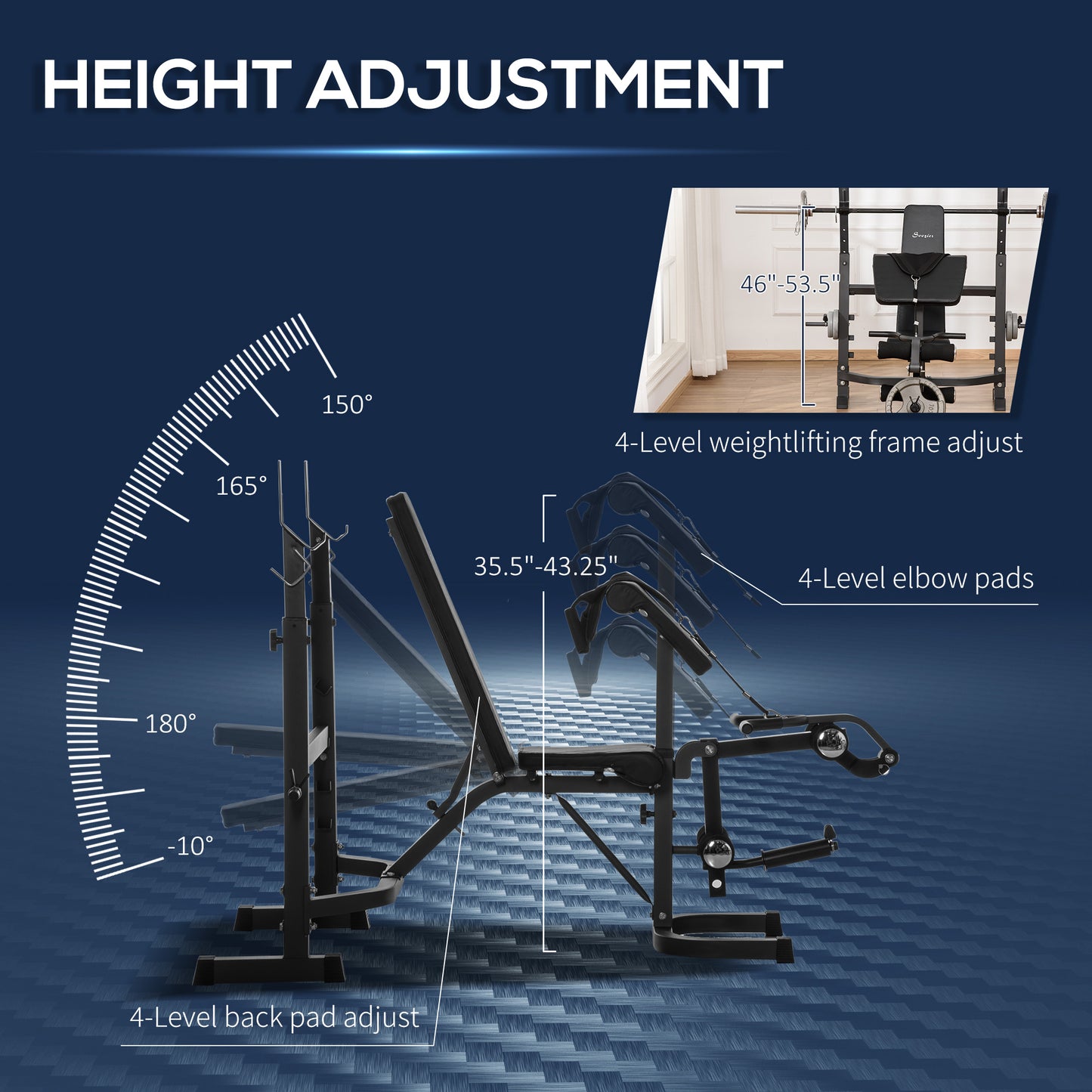 Soozier Press Bench, Heavy Duty Multiple Function Workout Adjustable Bench with Preacher Curl, Leg Developer