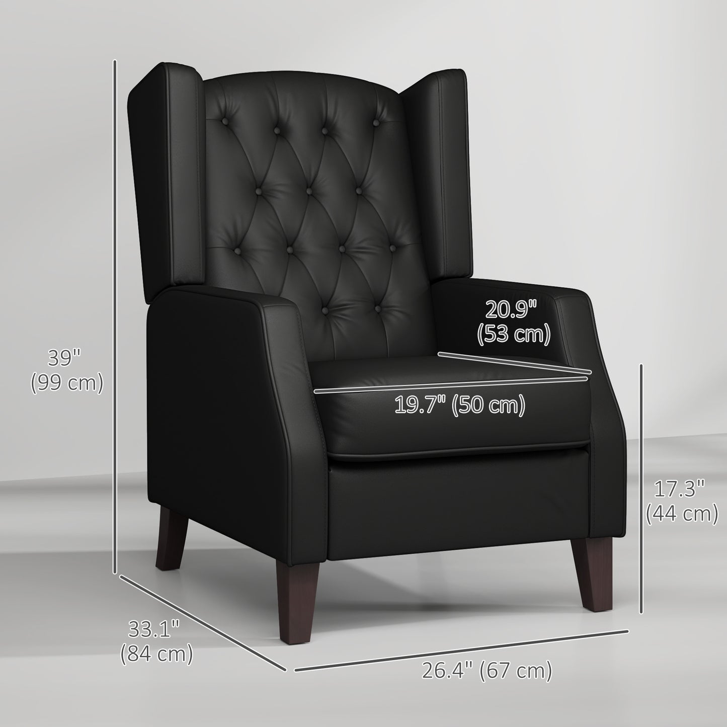 HOMCOM Faux Leather Armchair, Modern Accent Chair with Thick Padding for Living Room, Bedroom, Home Office, Black