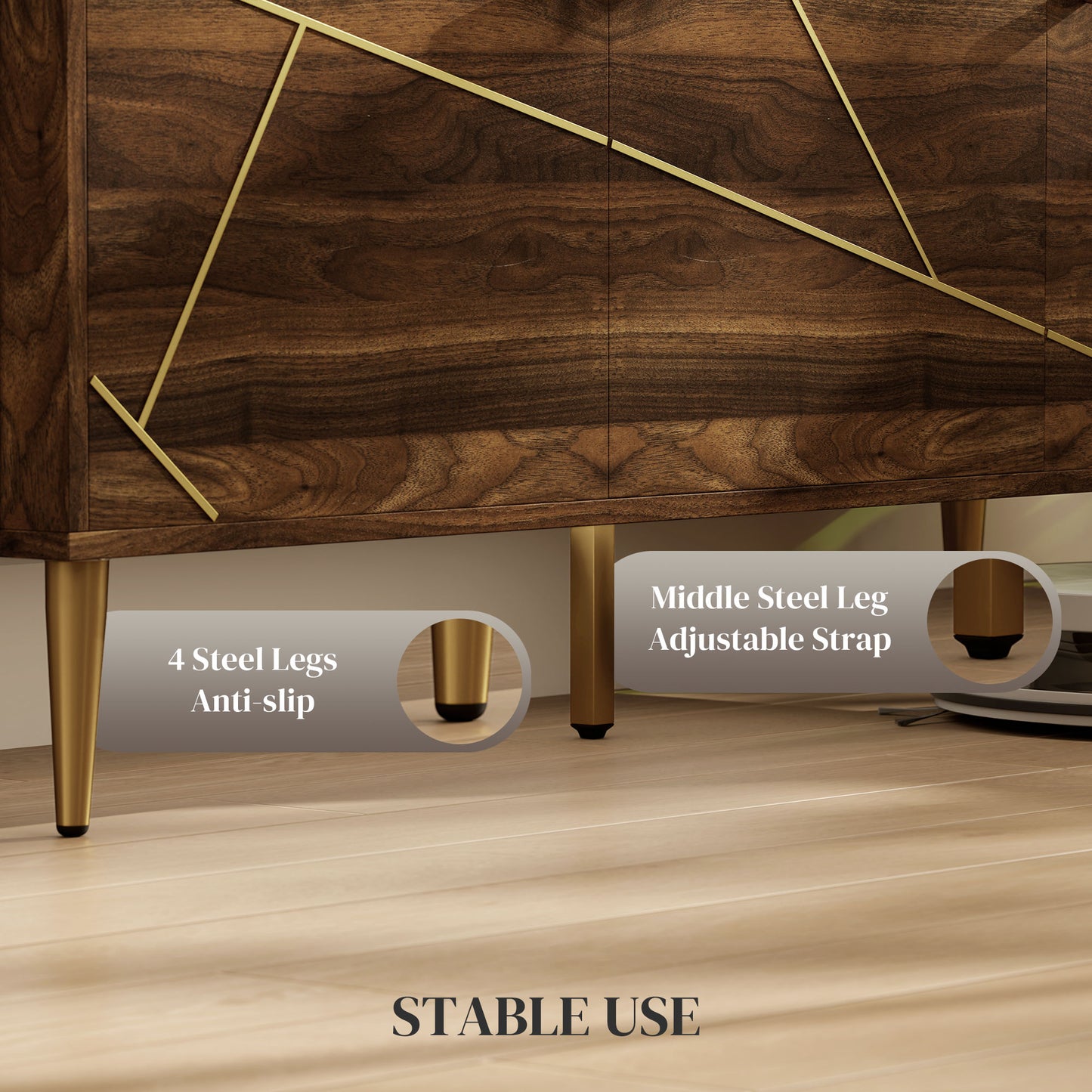 HOMCOM Modern TV Stand for up to 60" TV, TV Cabinet with Adjustable Shelves, Cable Management for Living Room, Rustic Brown