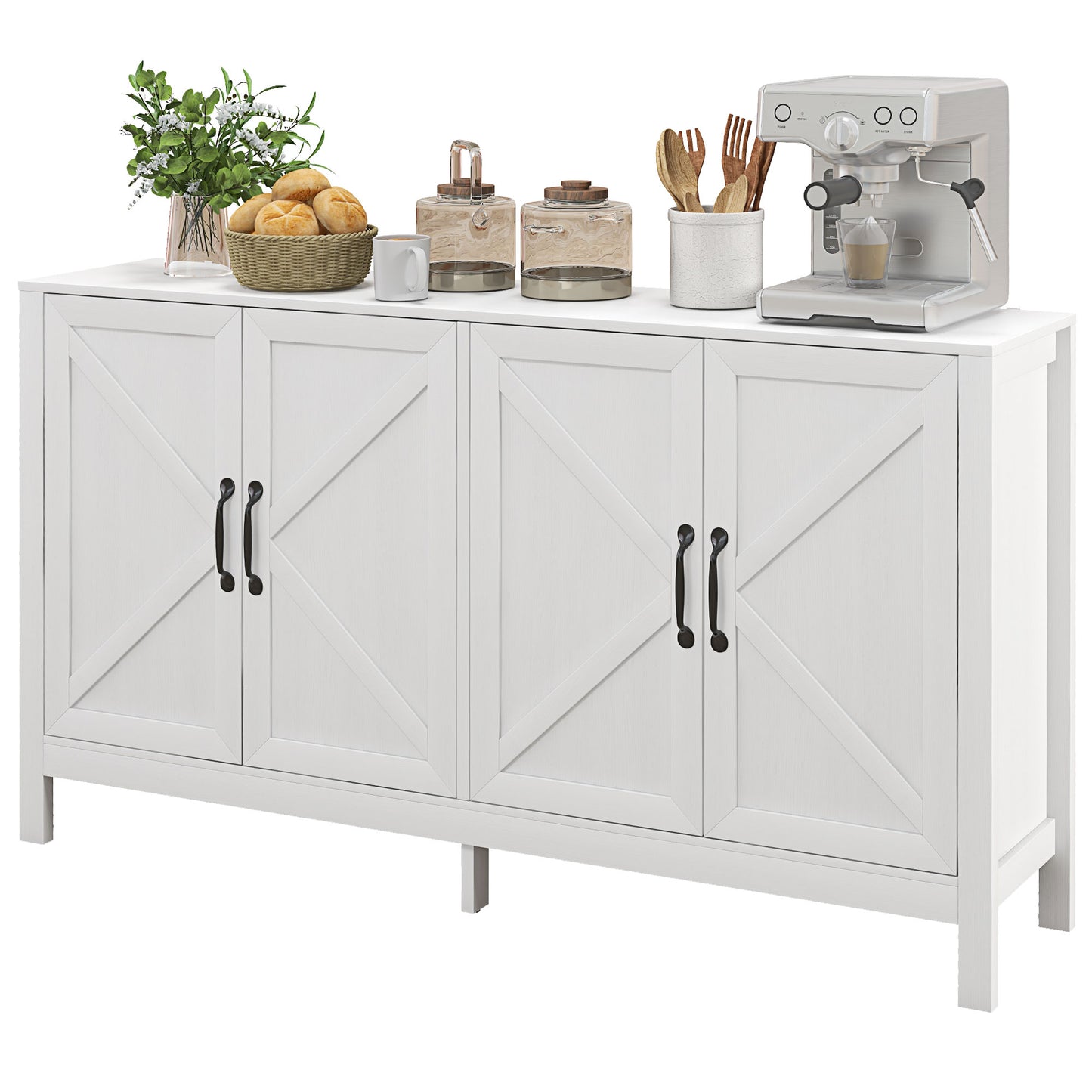 HOMCOM Sideboard Buffet, Storage Cabinet with Barn Door and Adjustable Shelf, TV Stand for TVs up to 65 Inches, Black Oak