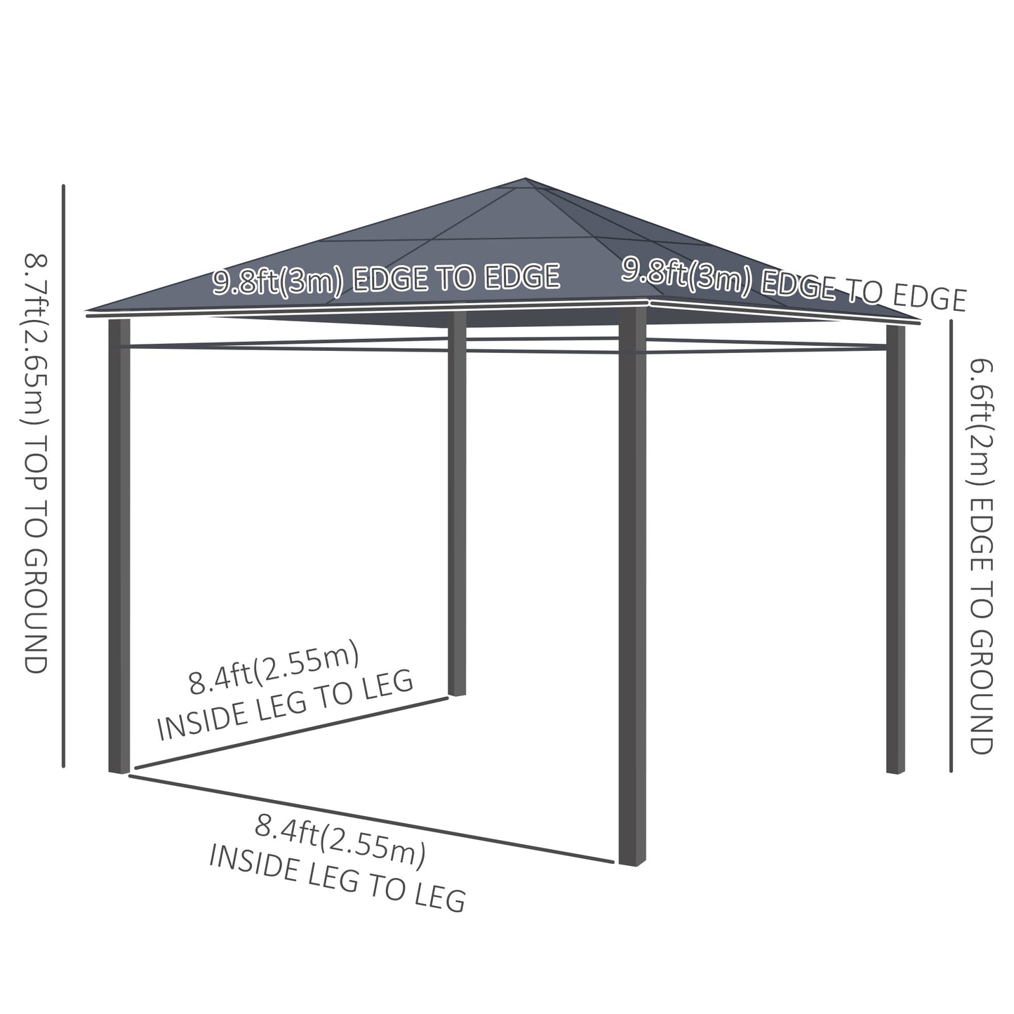 Outsunny 10' x 10' Polycarbonate Hardtop Gazebo Canopy, Outdoor Patio Gazebo with Aluminum Frame & Curtains, Dark Grey