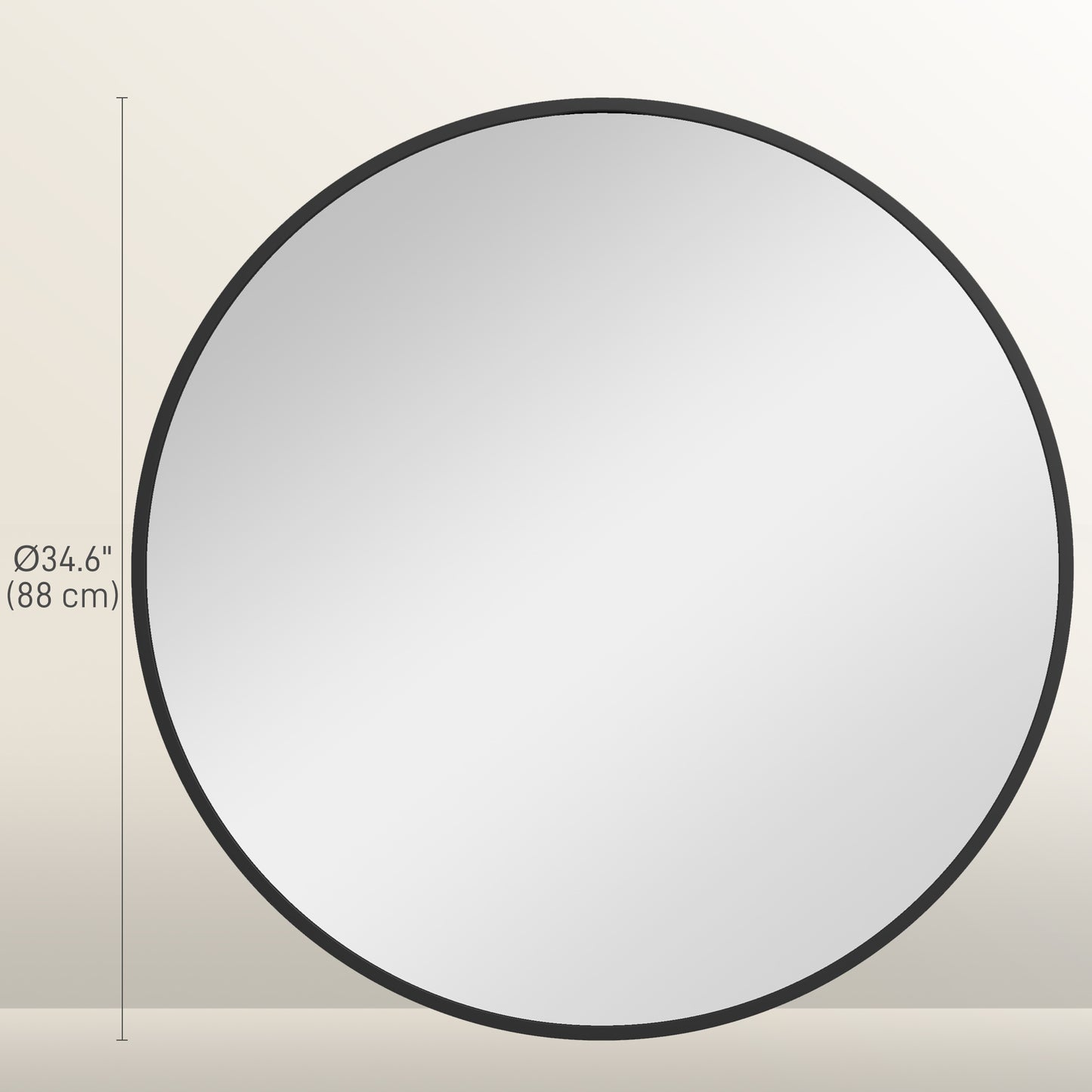 HOMCOM 36" Round Mirror, Bathroom Wall Mirror with Metal Frame, Decorative Vanity Mirror for Living Room, Bedroom, Black