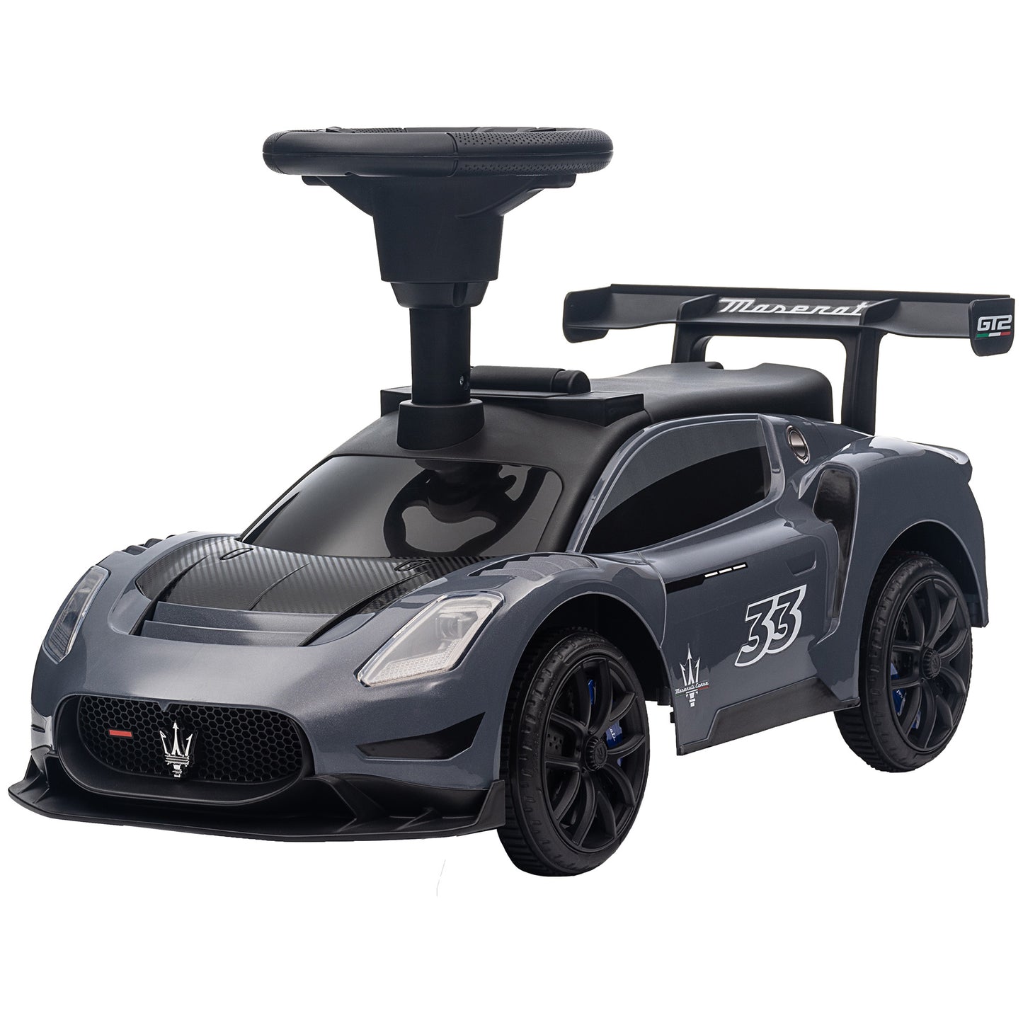 Qaba Licensed Maserati GT2 Baby Sliding Car with Storage, Music, Horn, Foot to Floor Toddler Car for 18-60 Months, Pink