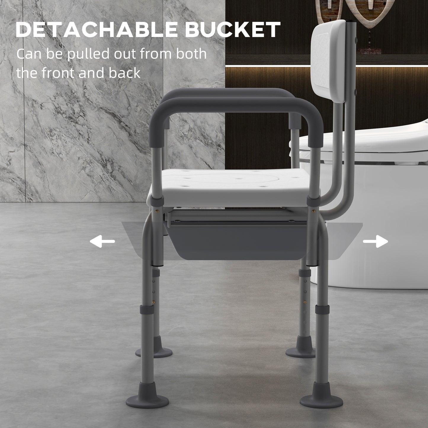 HOMCOM Bath Chair with Back, Adjustable Height Non-slip Shower Stool Bench Tool-Free Assembly Bathroom Aids, White