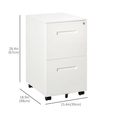 Vinsetto File Cabinet, Vertical Filing Cabinet with Adjustable Partition for A4 Letter Size, Lockable for Office, White